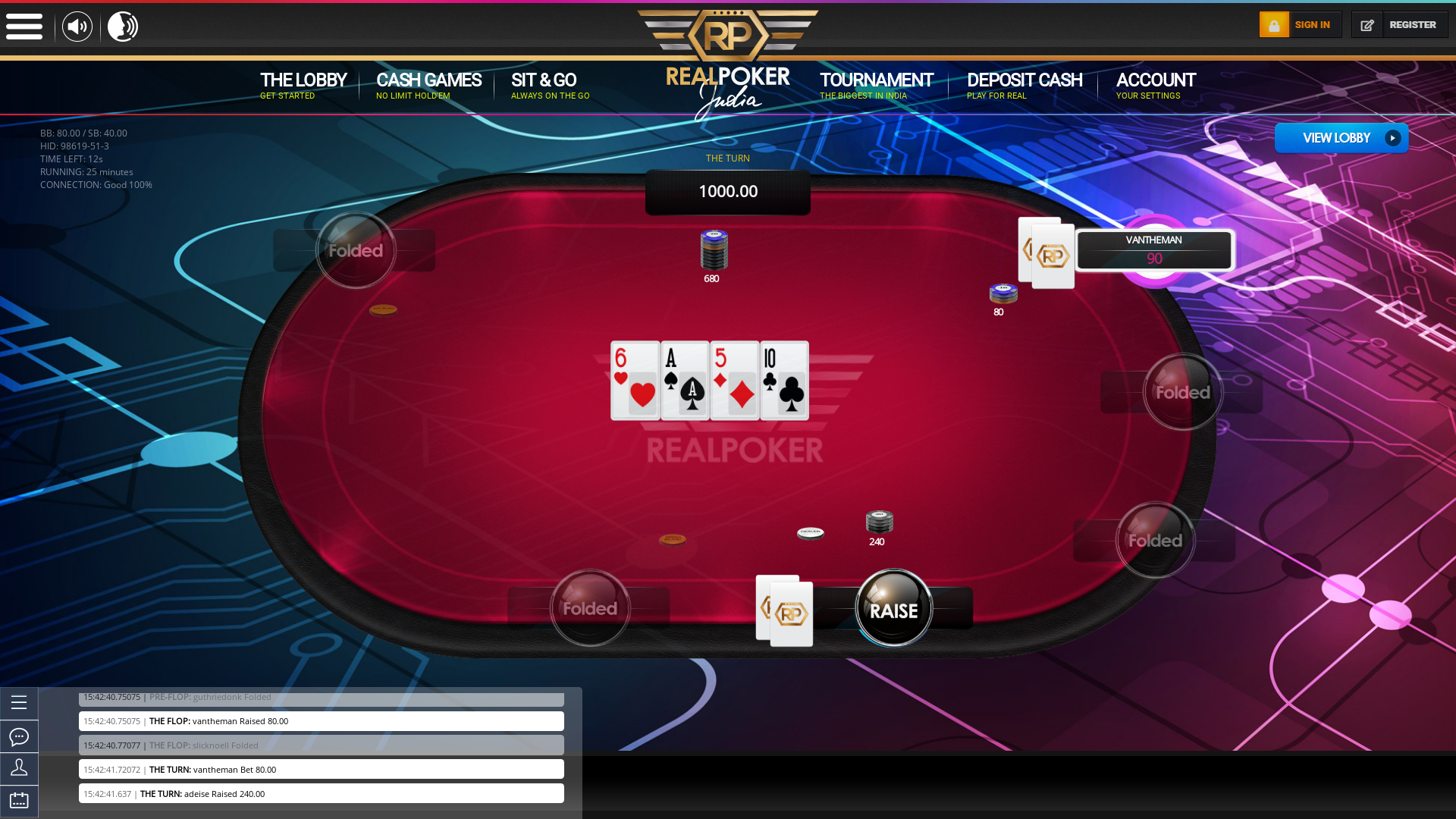 10 player poker in the 25th minute