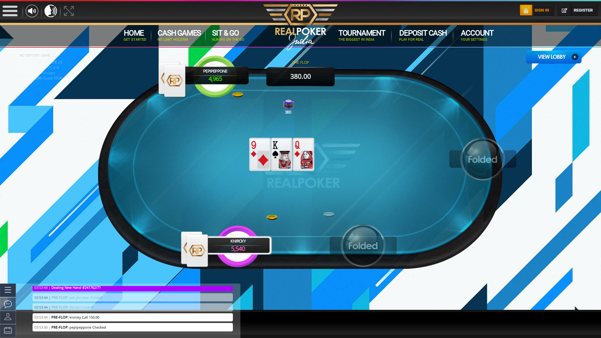 10 player poker in the 42nd minute