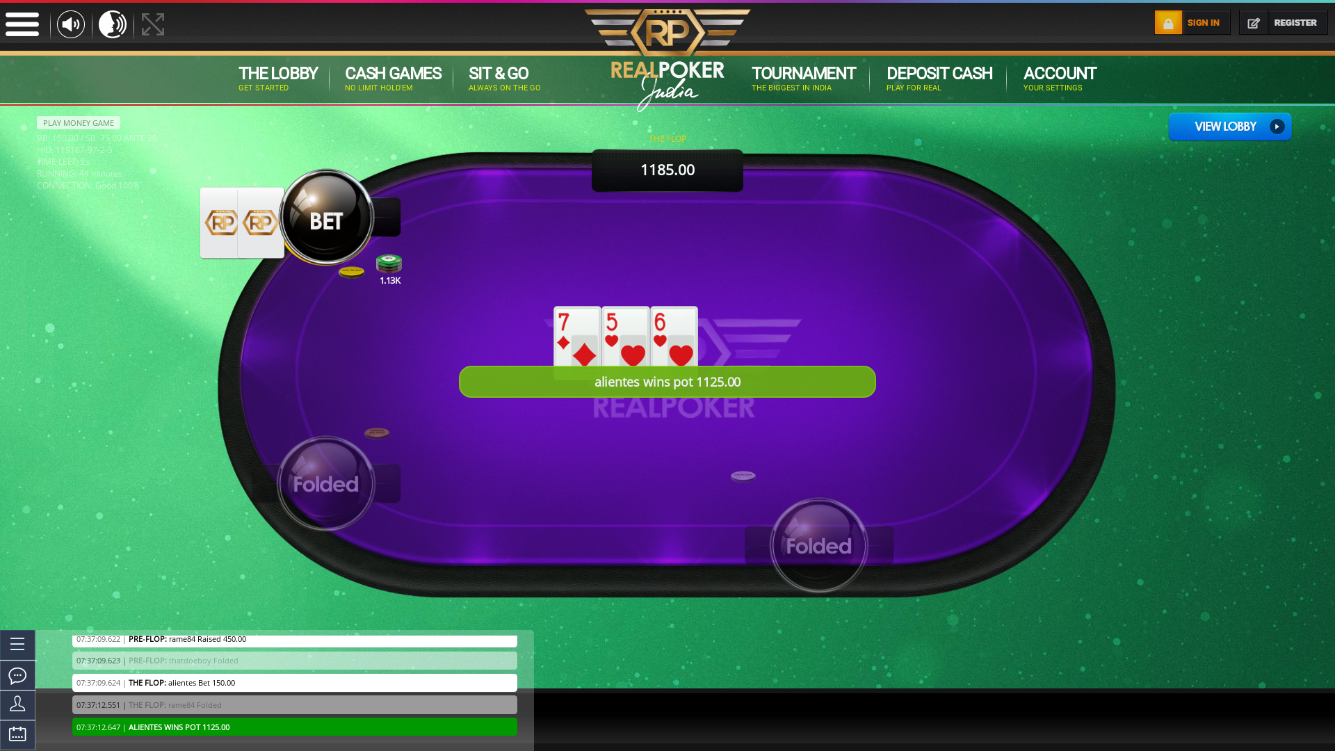10 player poker in the 44th minute