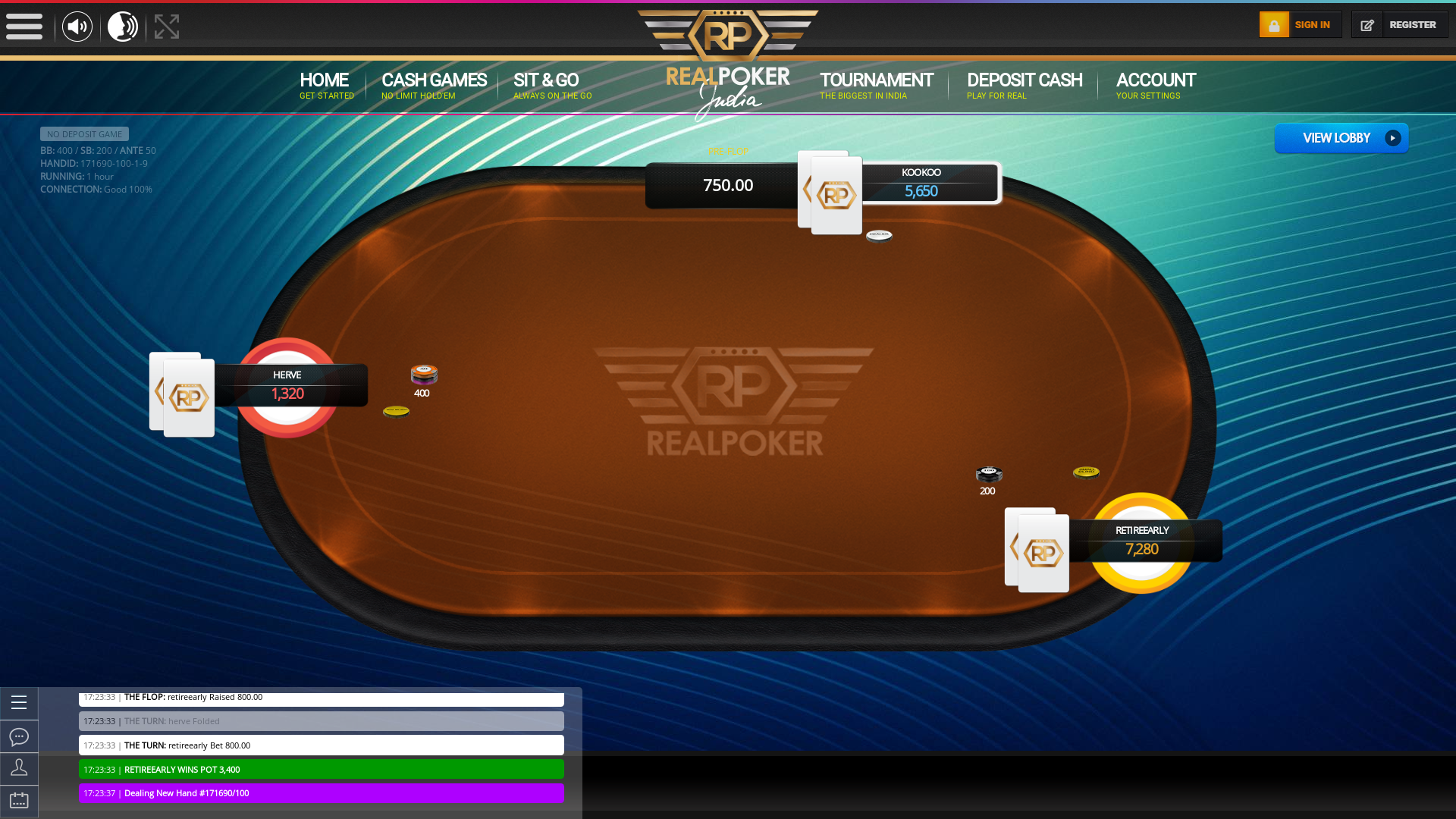10 player texas holdem table at real poker with the table id 171690