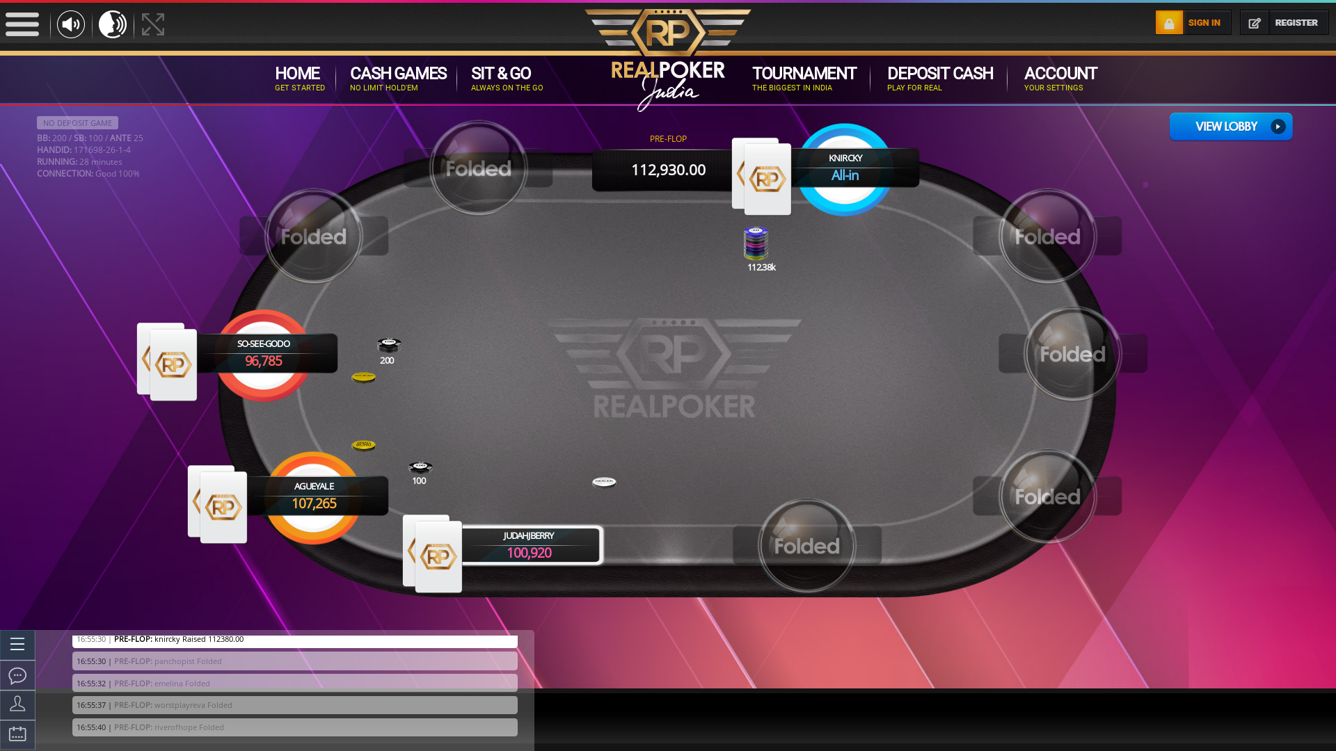 10 player texas holdem table at real poker with the table id 171698