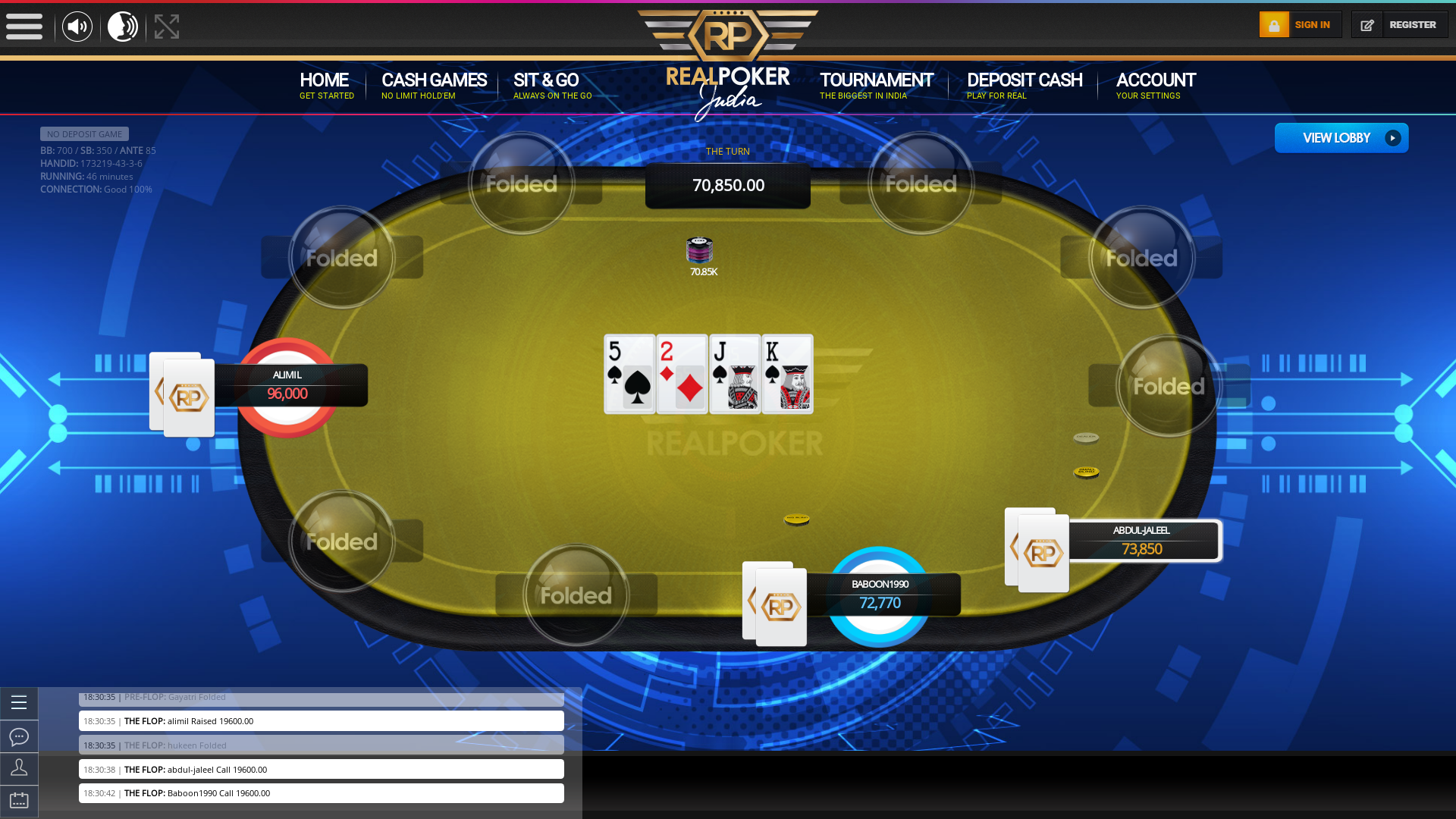 10 player texas holdem table at real poker with the table id 173219