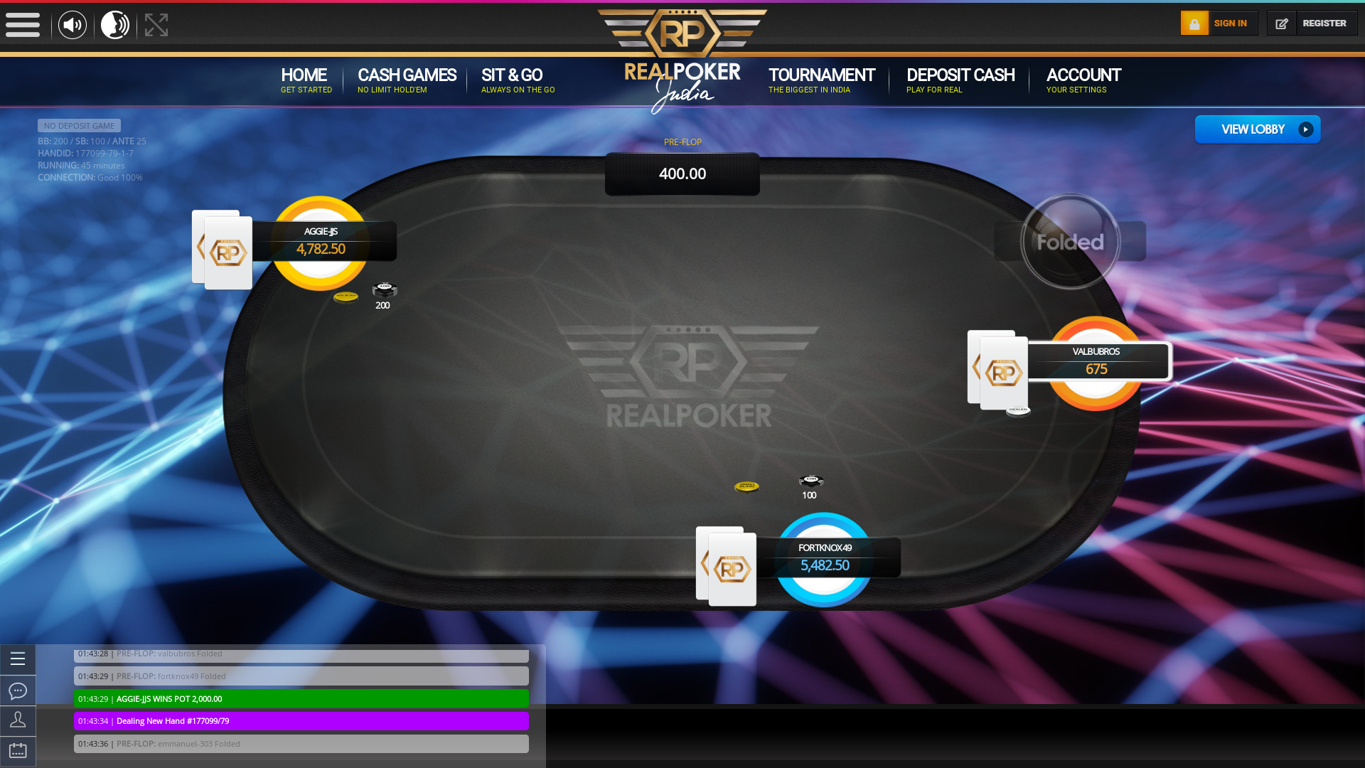 10 player texas holdem table at real poker with the table id 177099