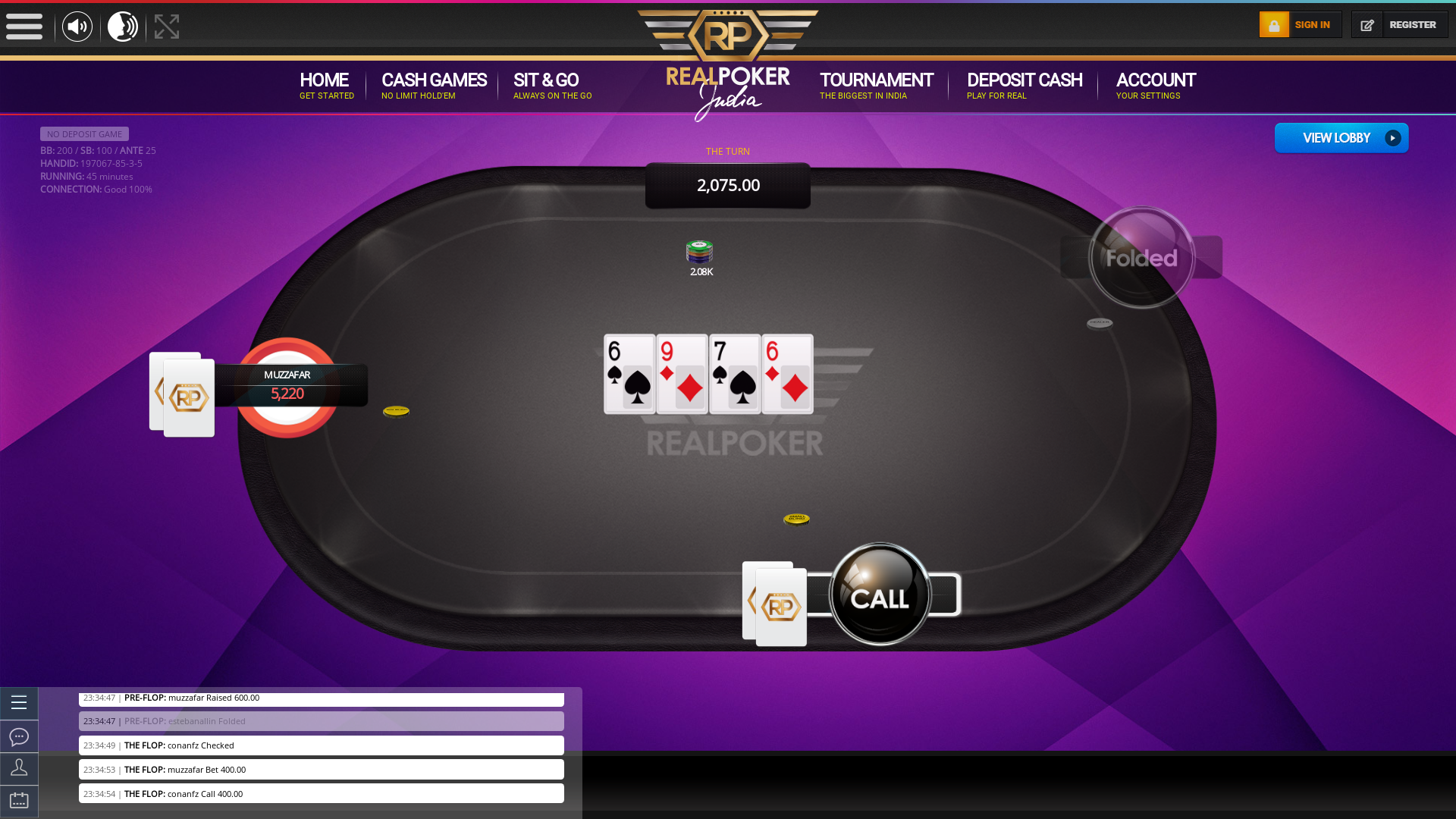 10 player texas holdem table at real poker with the table id 197067