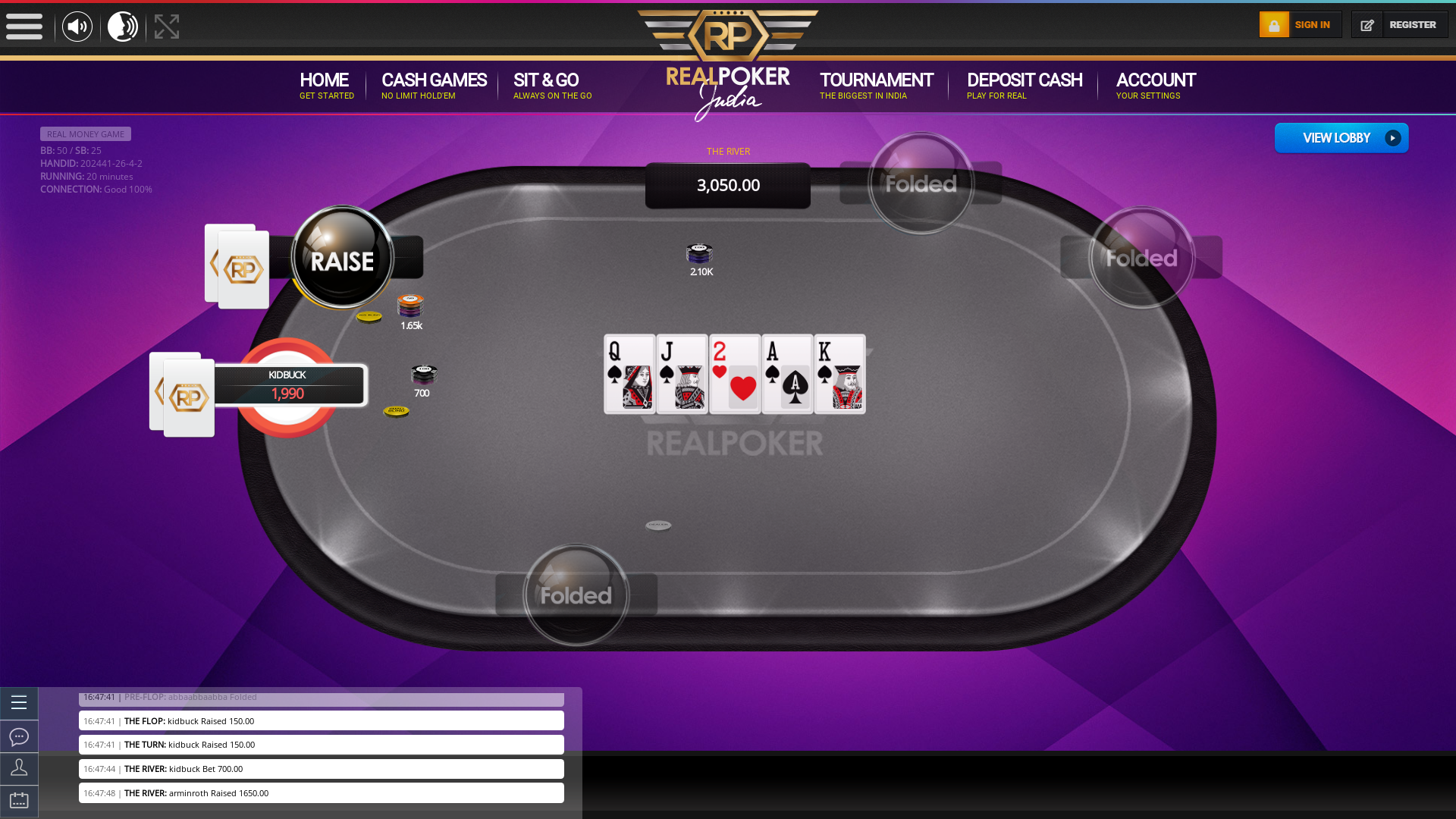 10 player texas holdem table at real poker with the table id 202441