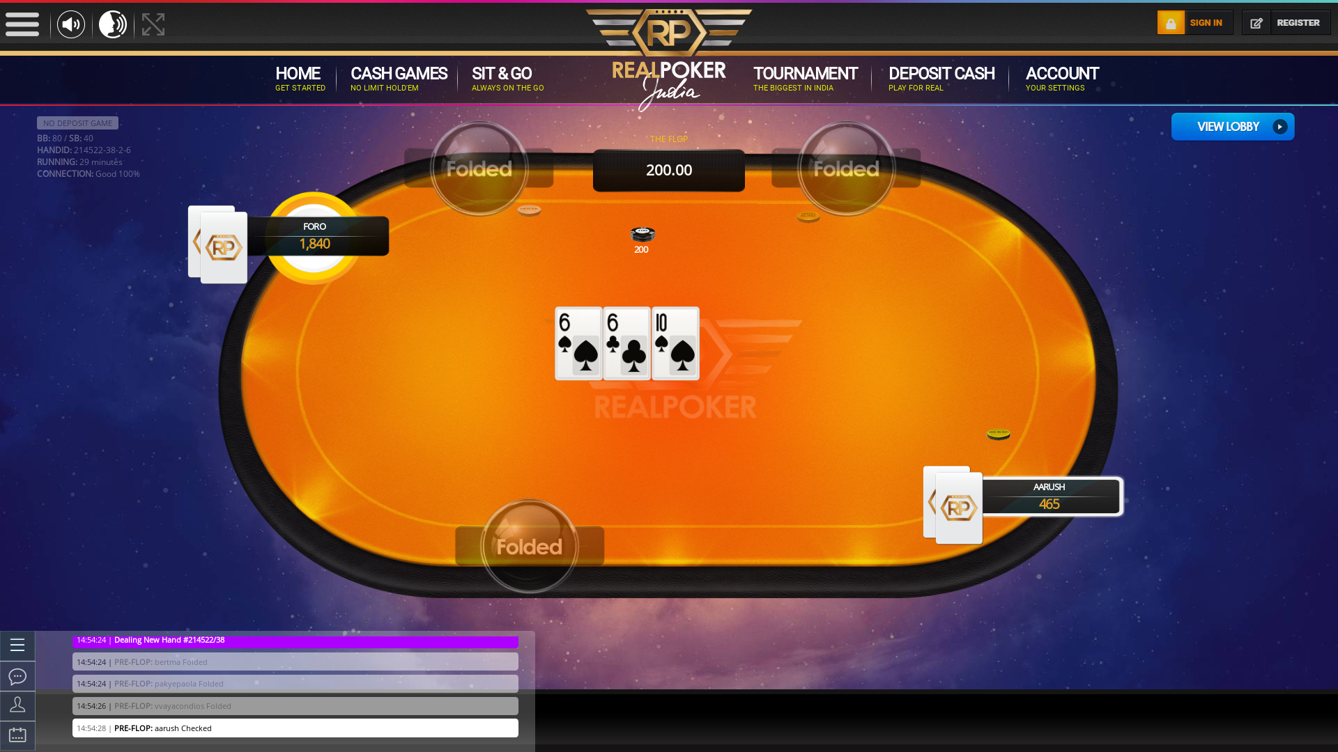 10 player texas holdem table at real poker with the table id 214522