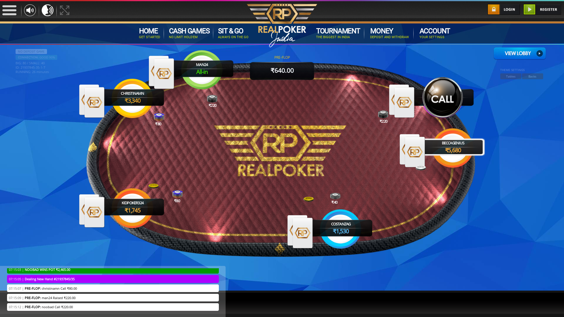 10 player texas holdem table at real poker with the table id 21937845
