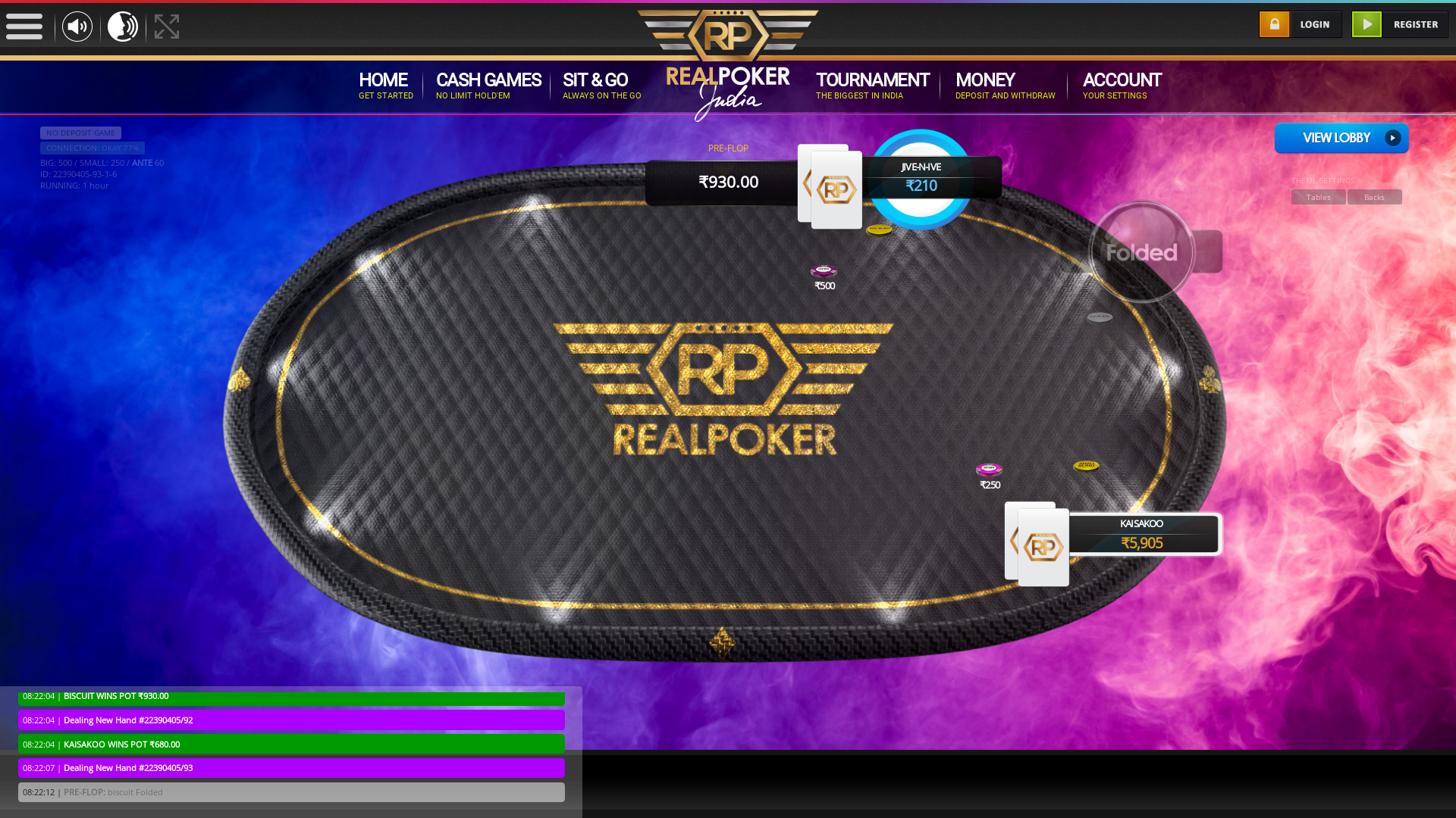 10 player texas holdem table at real poker with the table id 22390405