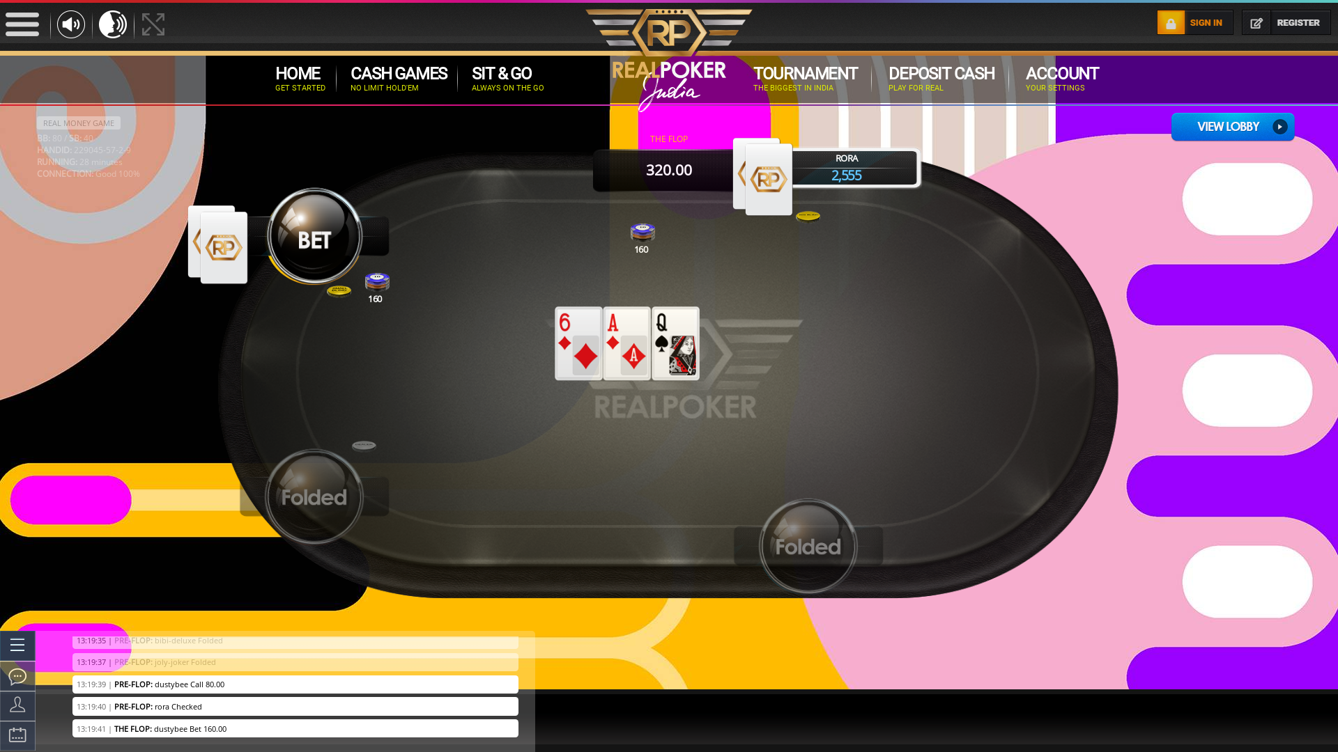 10 player texas holdem table at real poker with the table id 229045