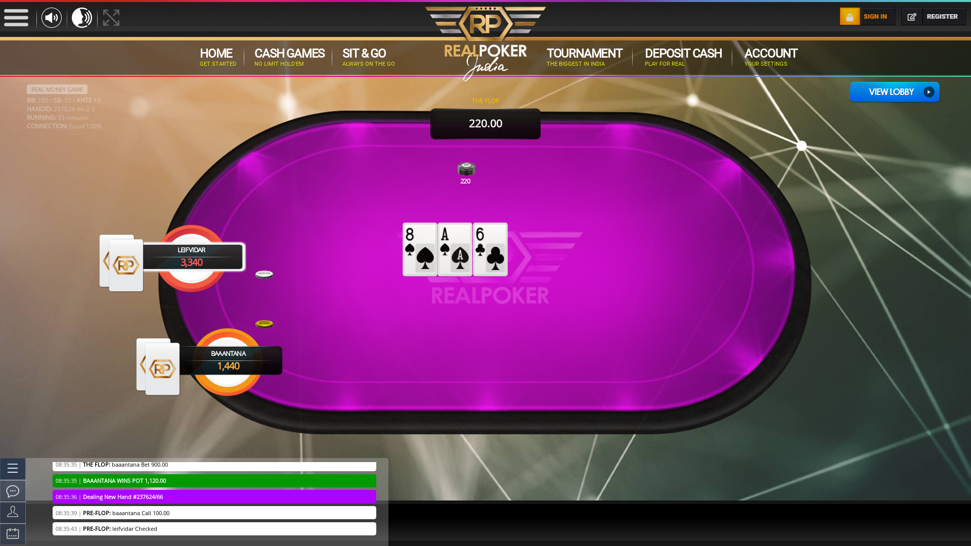 10 player texas holdem table at real poker with the table id 237624