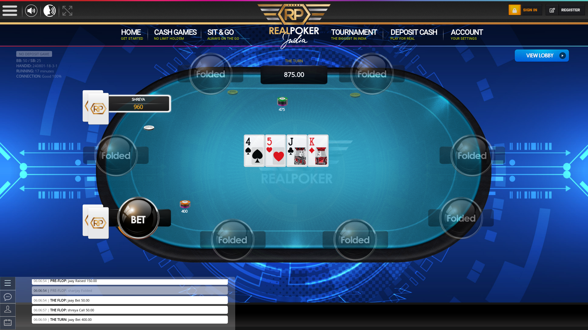 10 player texas holdem table at real poker with the table id 240801