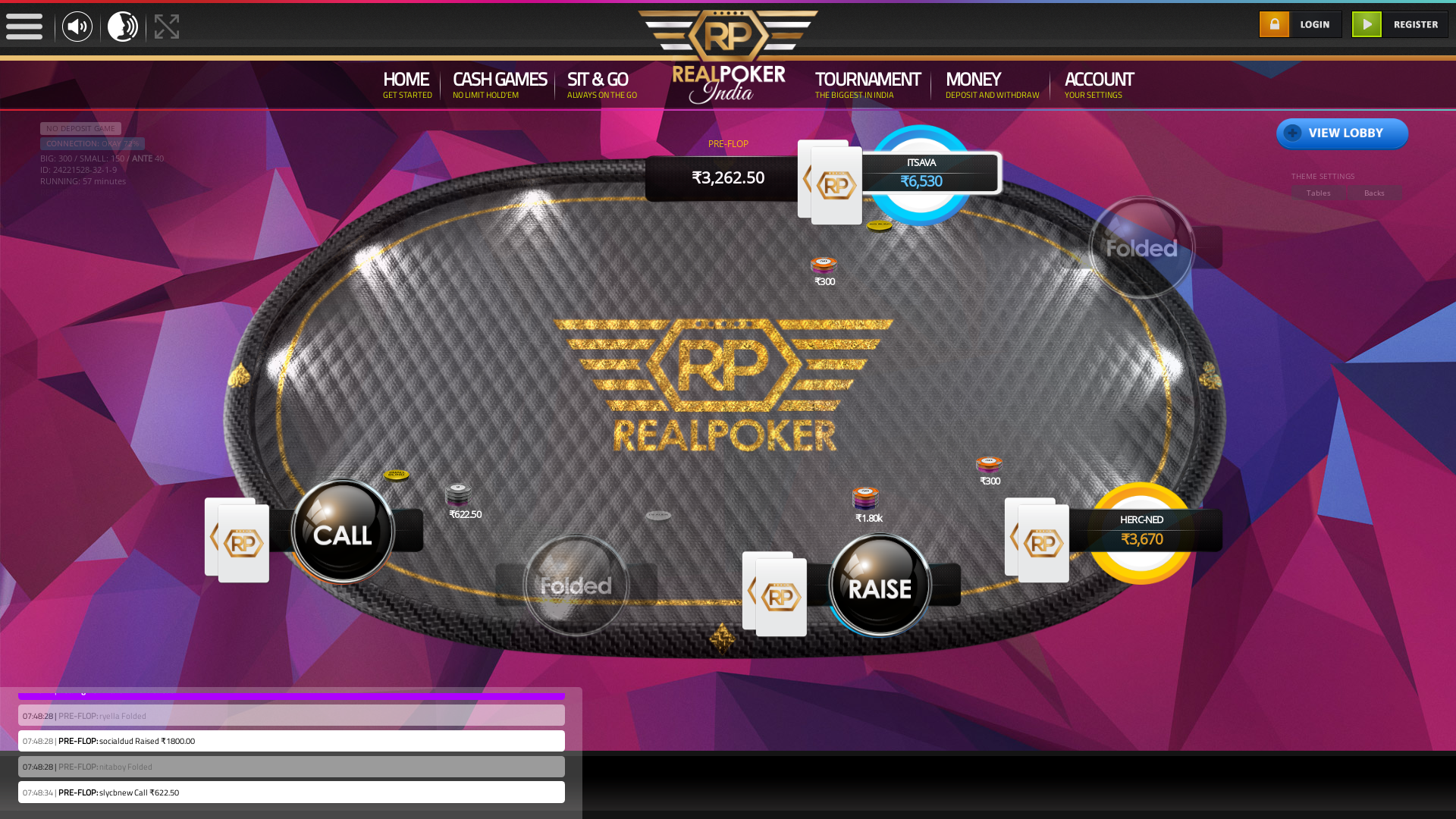 10 player texas holdem table at real poker with the table id 24221528