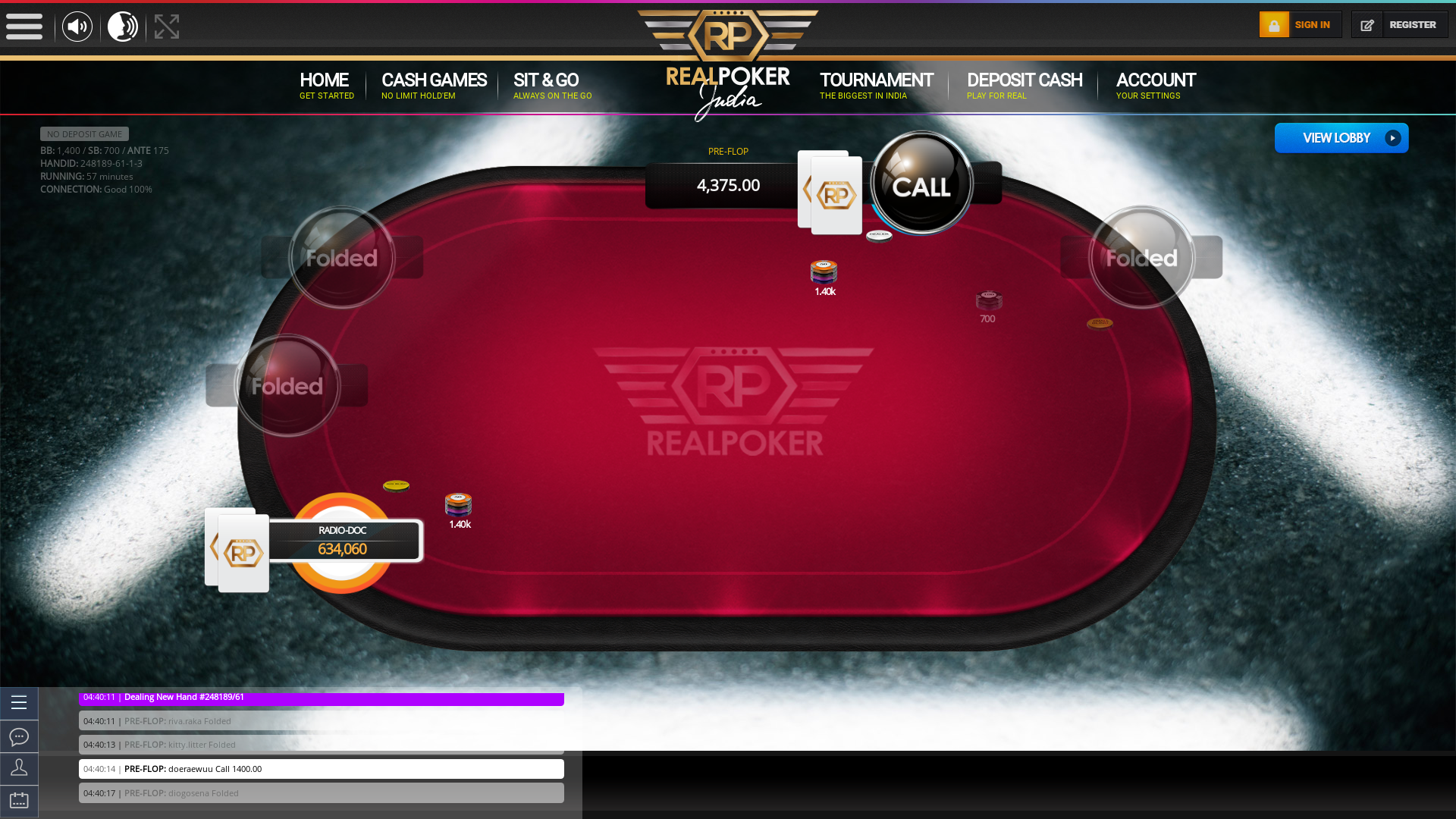 10 player texas holdem table at real poker with the table id 248189