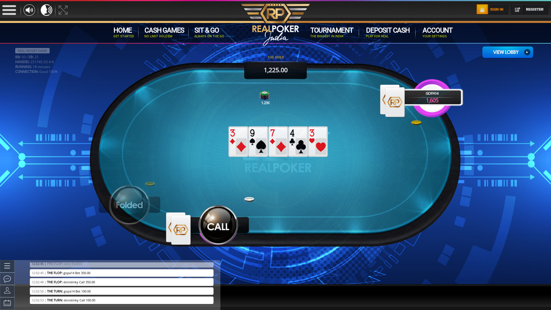 10 player texas holdem table at real poker with the table id 251745