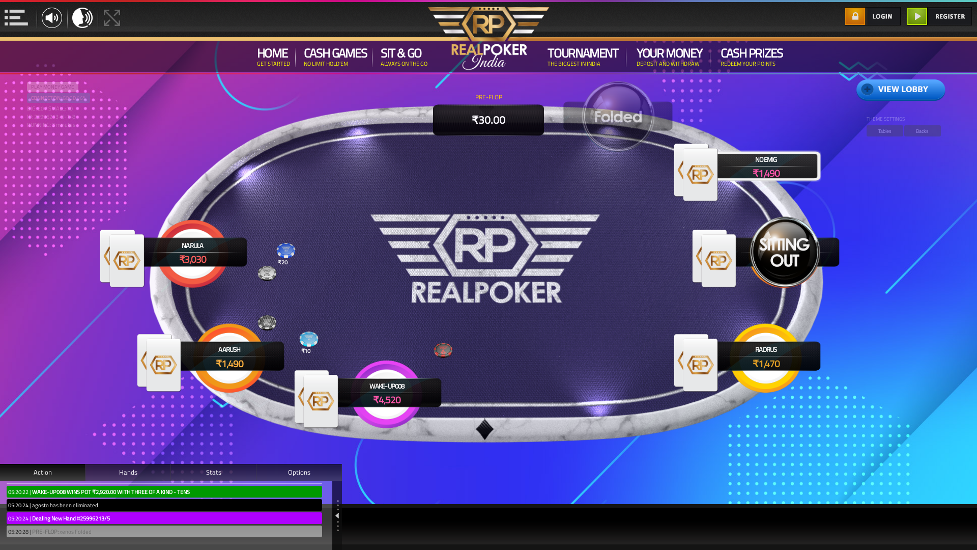 10 player texas holdem table at real poker with the table id 25996213