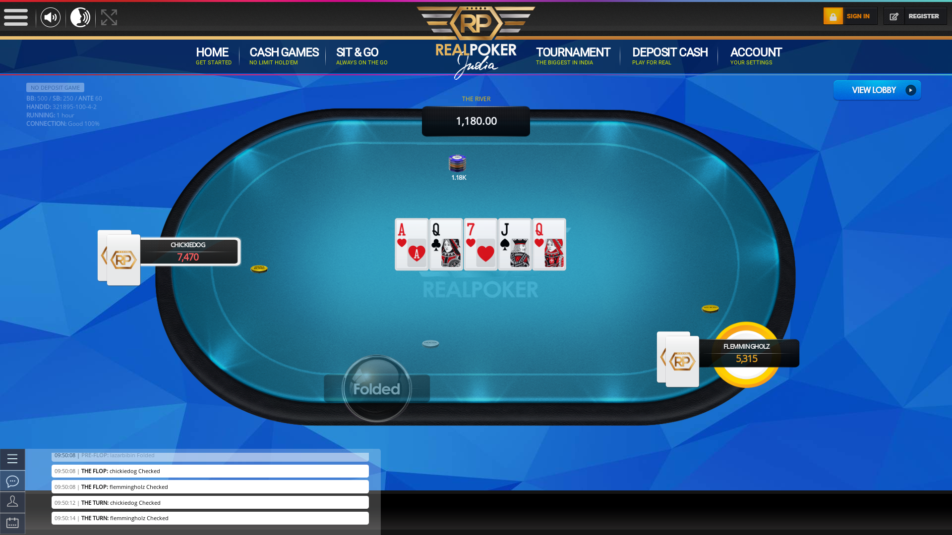 10 player texas holdem table at real poker with the table id 321895