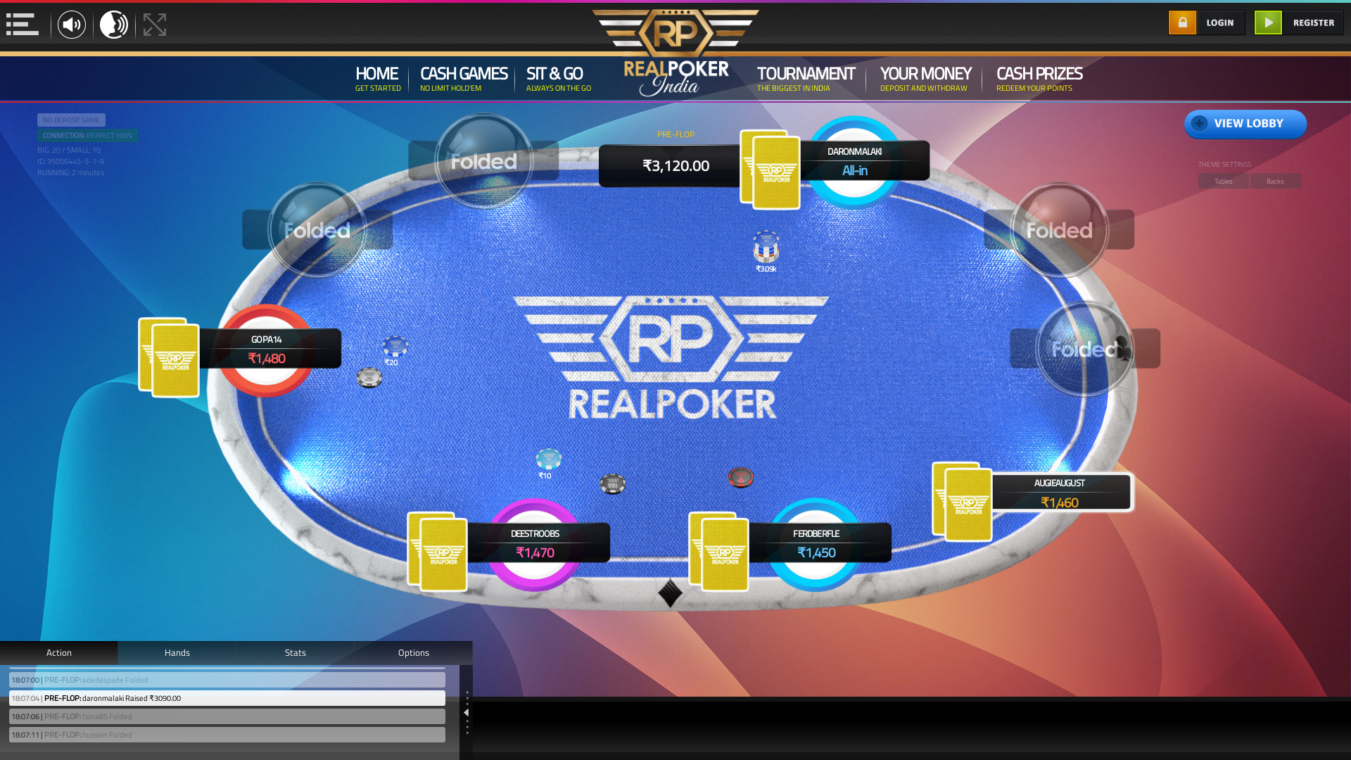 10 player texas holdem table at real poker with the table id 35056445