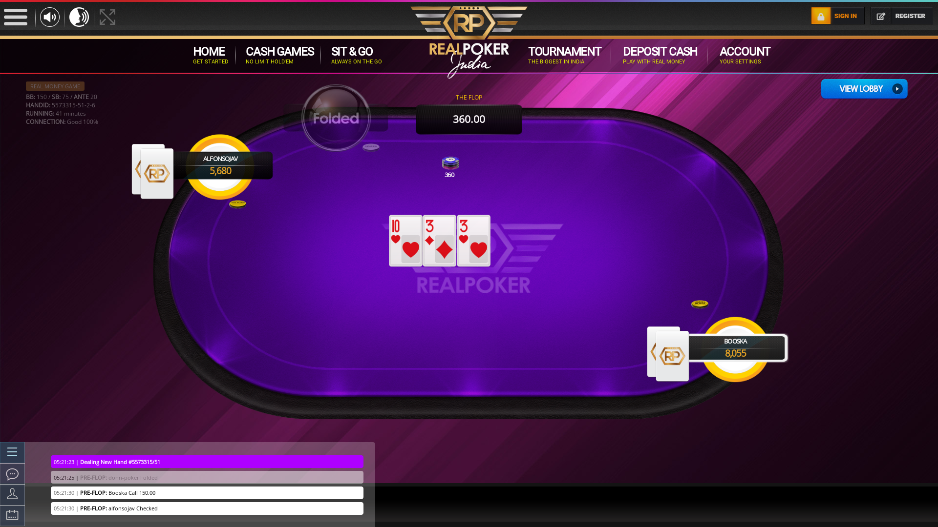 10 player texas holdem table at real poker with the table id 5573315