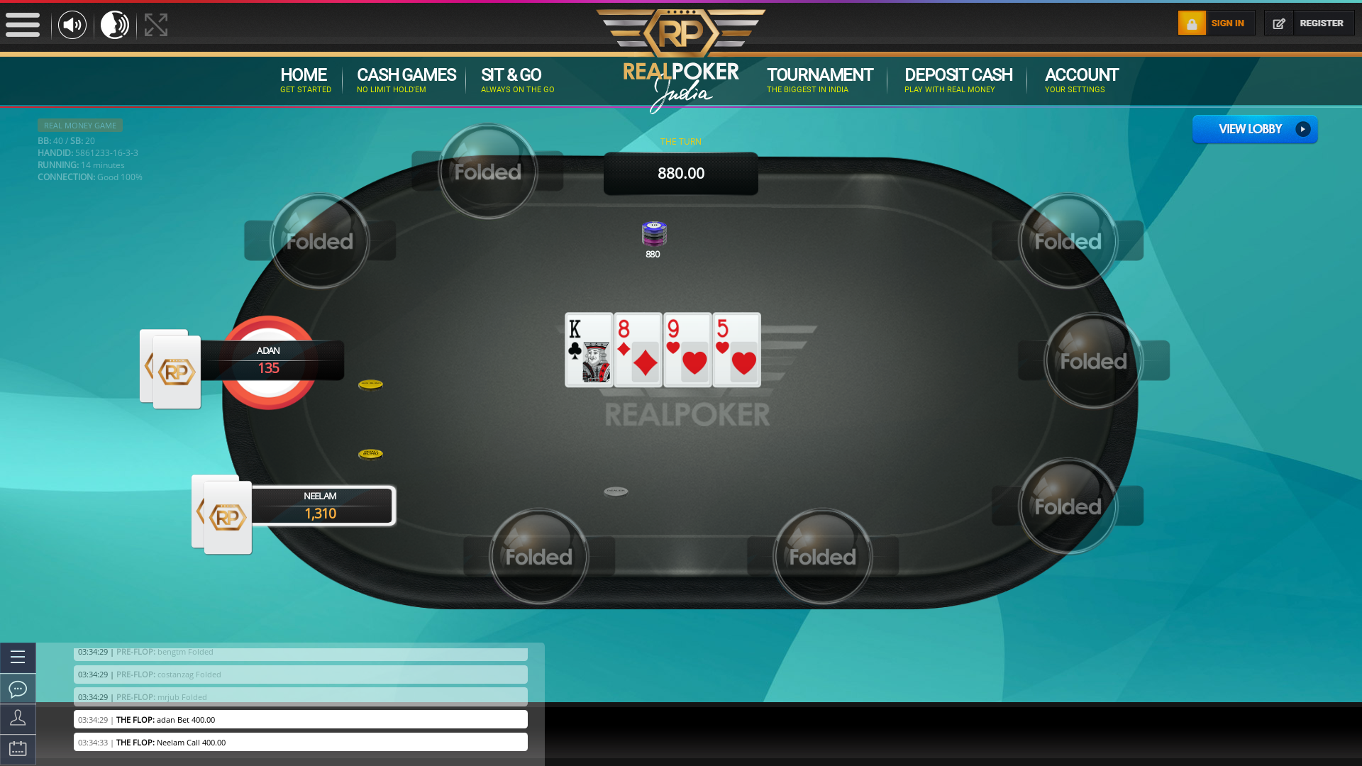 10 player texas holdem table at real poker with the table id 5861233