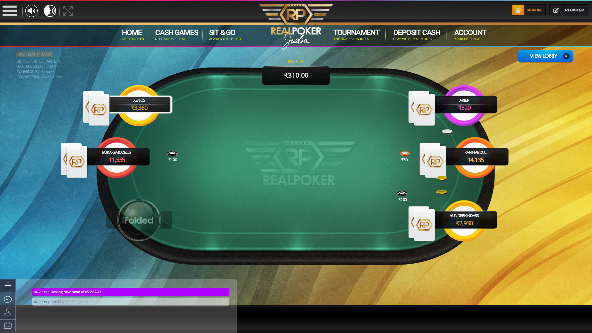 10 player texas holdem table at real poker with the table id 6053857