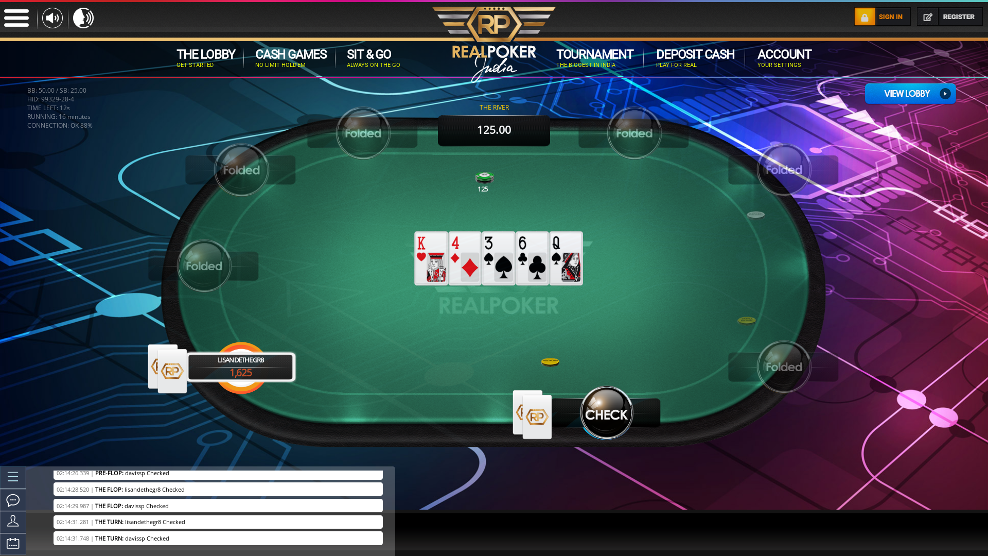 10 player texas holdem table at real poker with the table id 99329