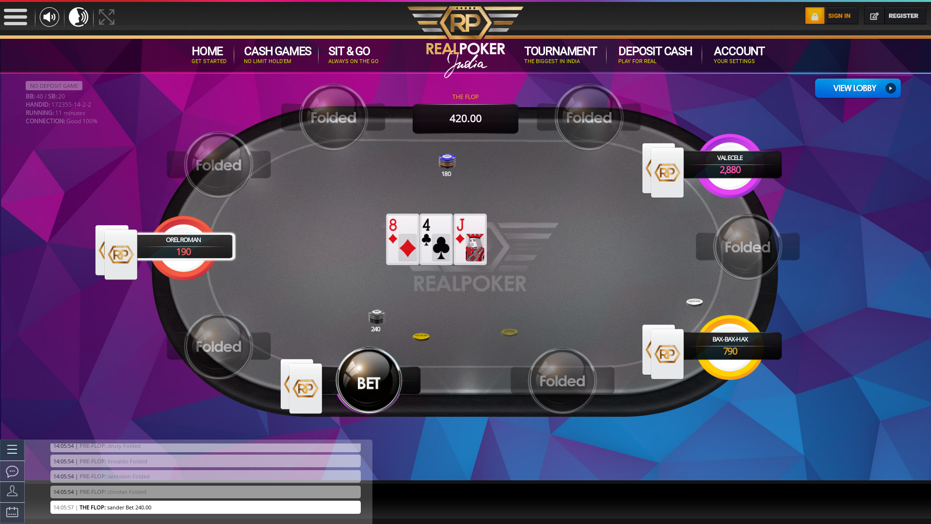 Banashankari, Bangalore online poker game on a 10 player table in the 11th minute of the meeting