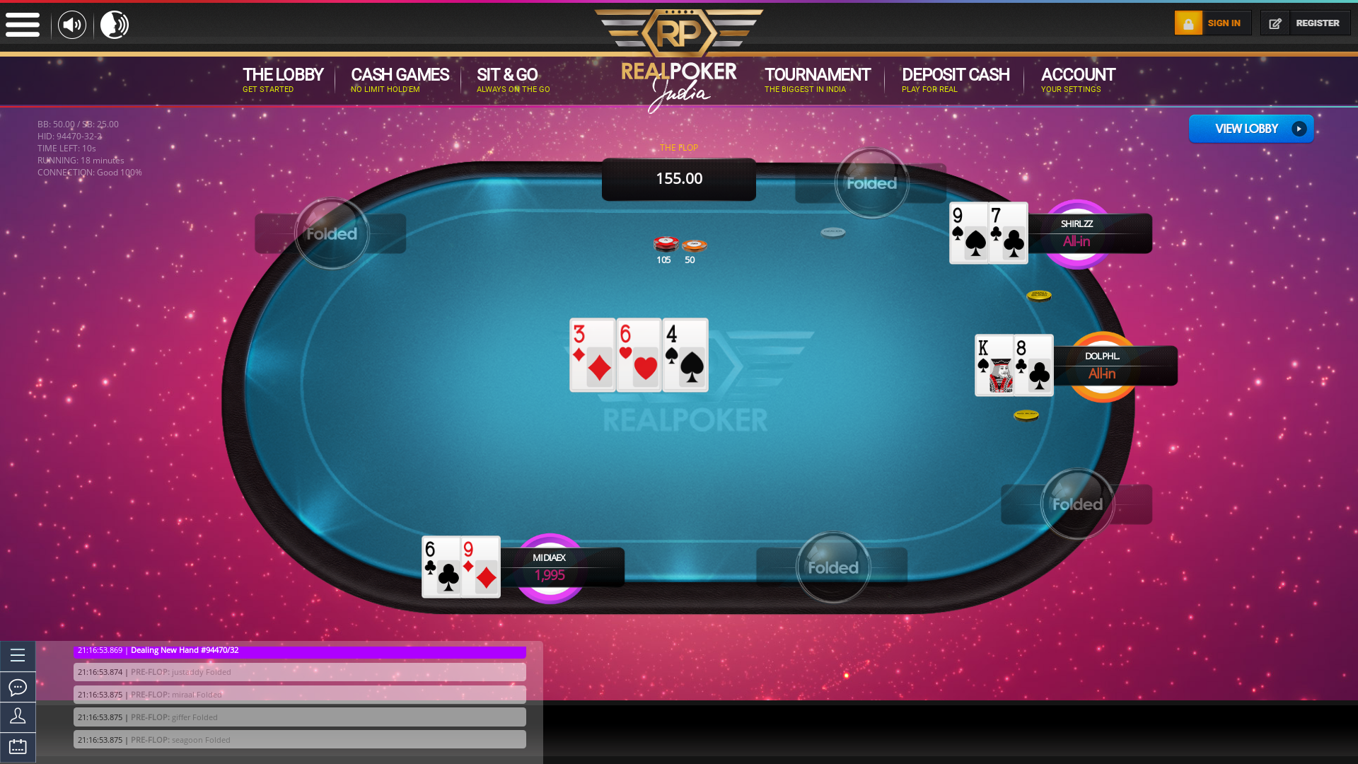 Bardez poker table on a 10 player table in the 18th minute of the match