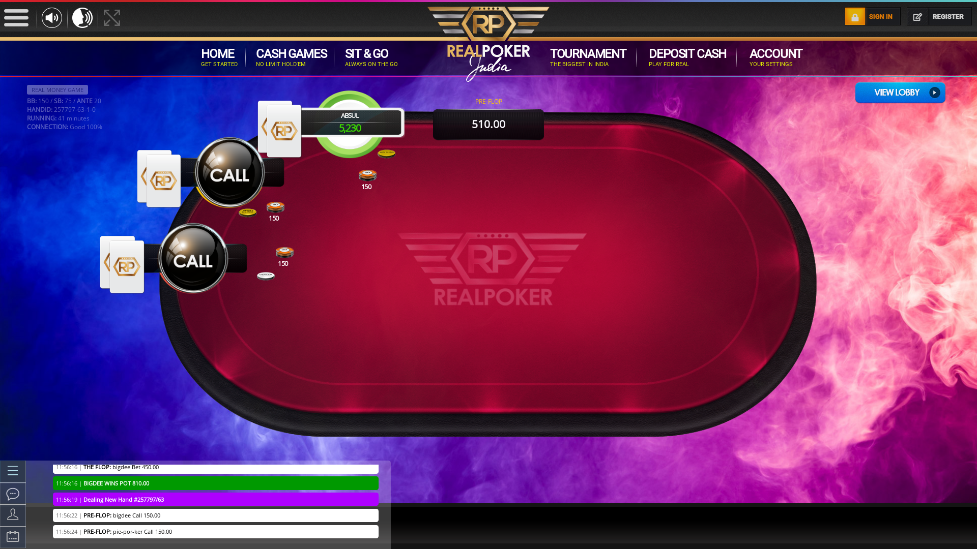 BTM Layout, Bangalore poker table on a 10 player table in the 4 match