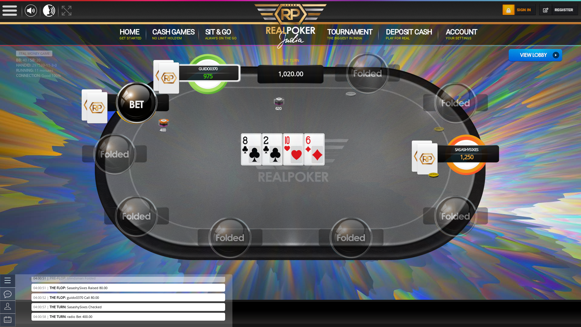 BTM Layout, Bangalore real poker on a 10 player table in the 11th minute of the game