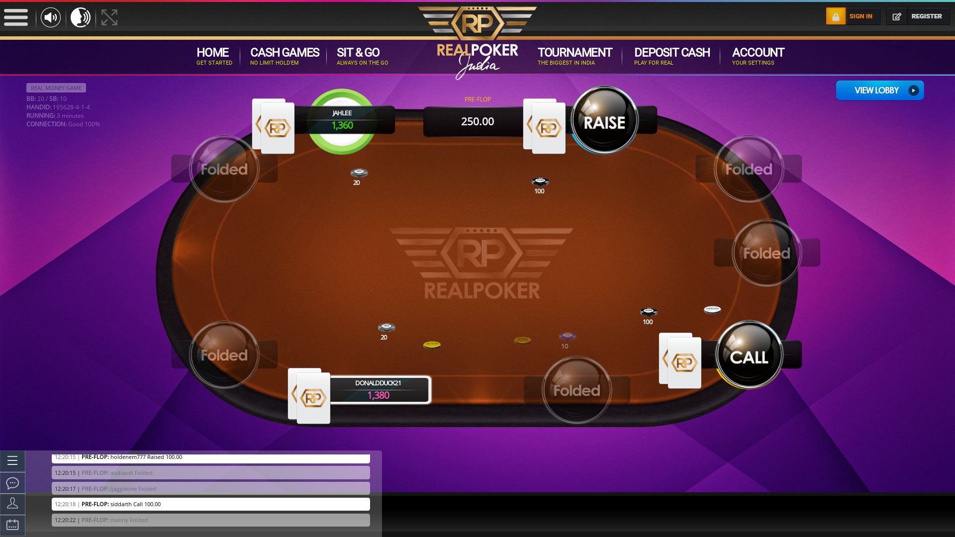 donaldduck21 playing online poker on the Howrah, Kolkata table