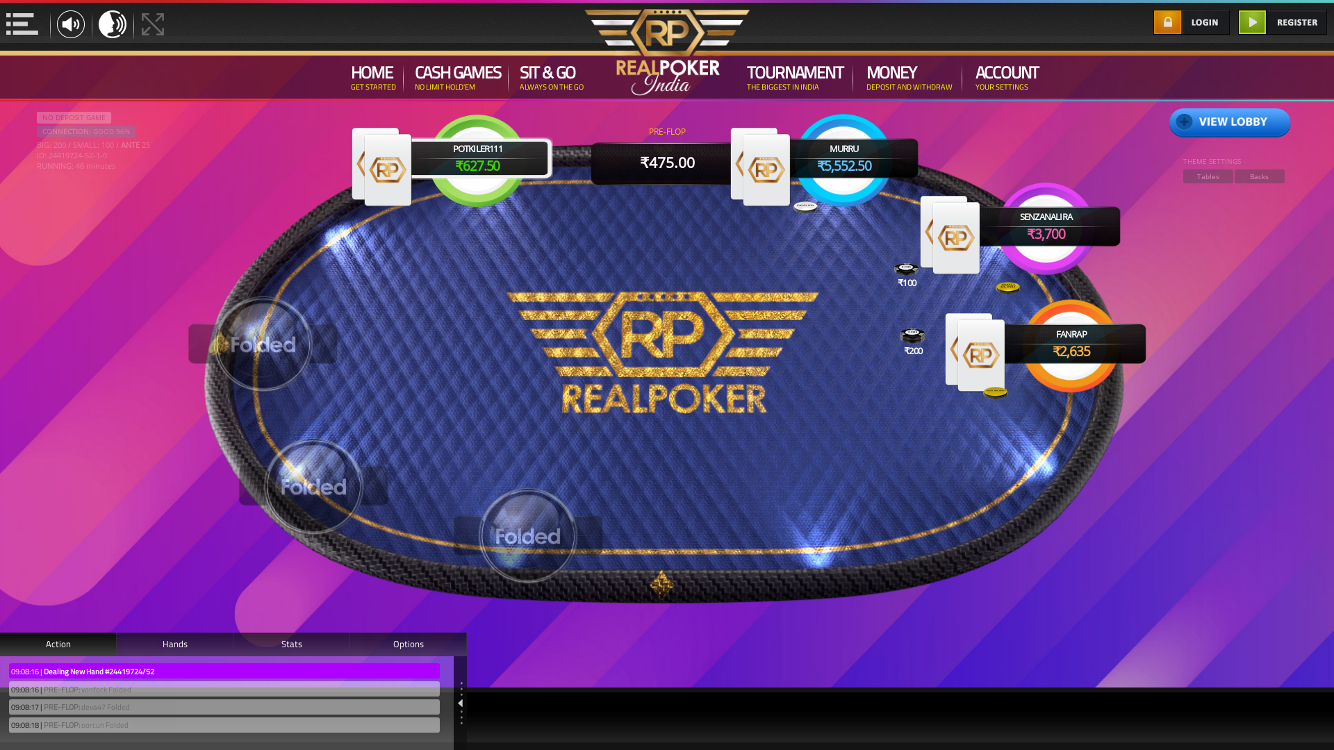 Goregaon, Mumbai online poker game on a 10 player table in the 46th minute of the game