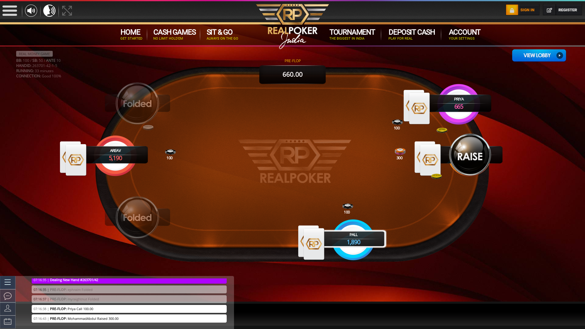 Howrah, Kolkata poker table on a 10 player table in the 33rd minute