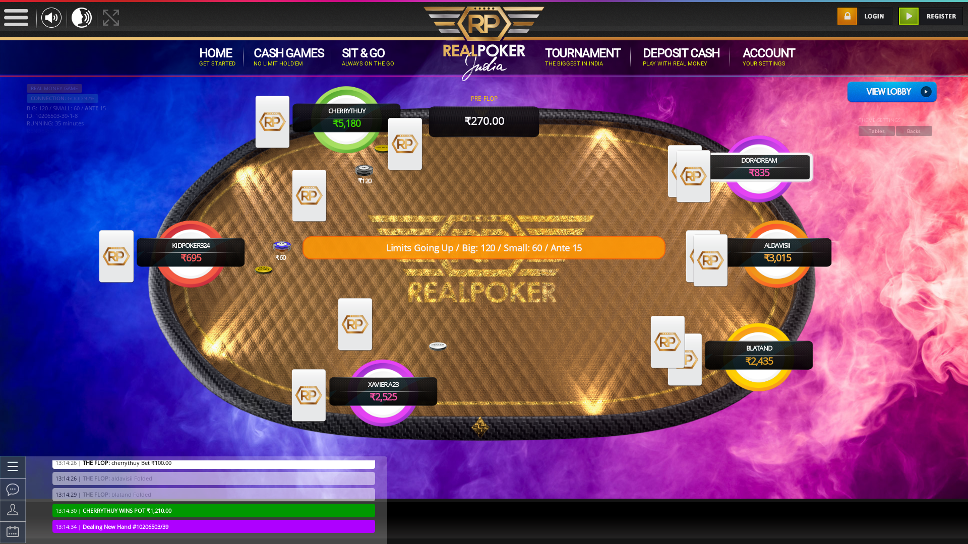 Howrah, Kolkata poker table on a 10 player table in the 35th minute of the meeting