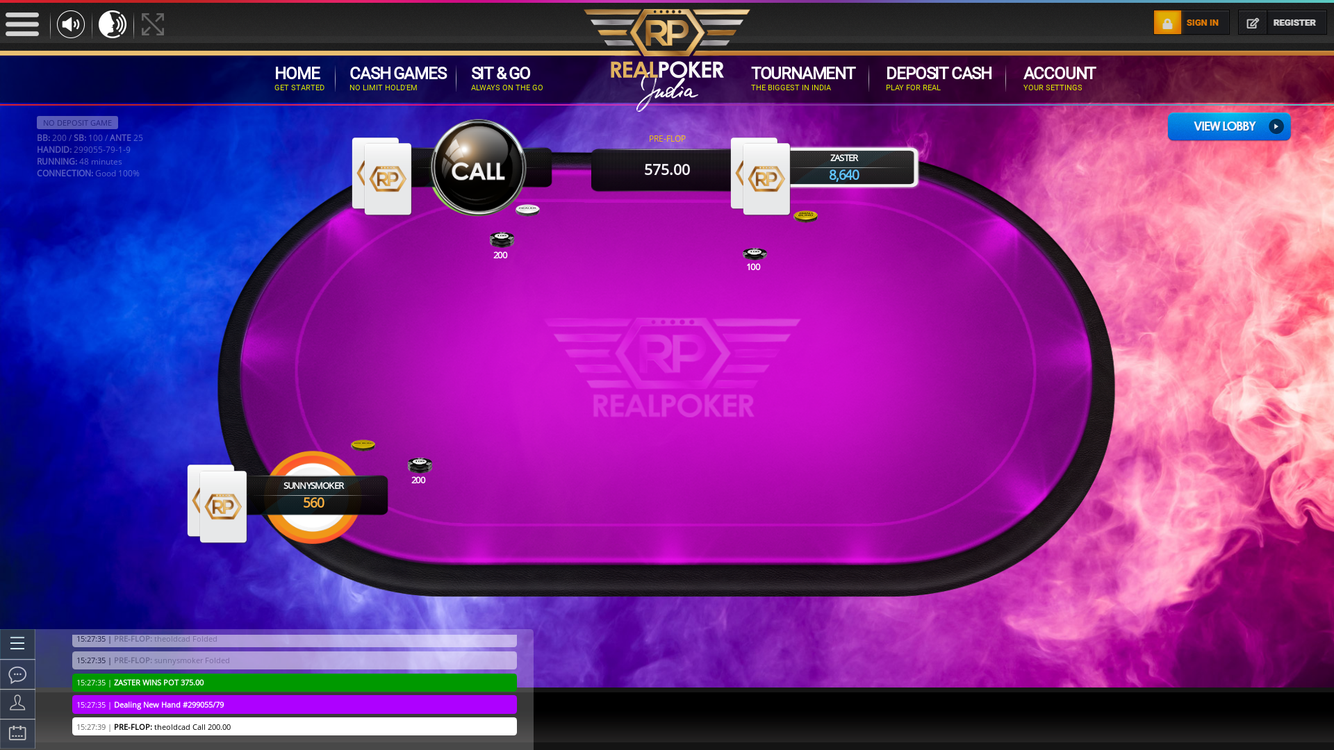 HSR Layout, Bangalore online poker game on a 10 player table in the 47th minute