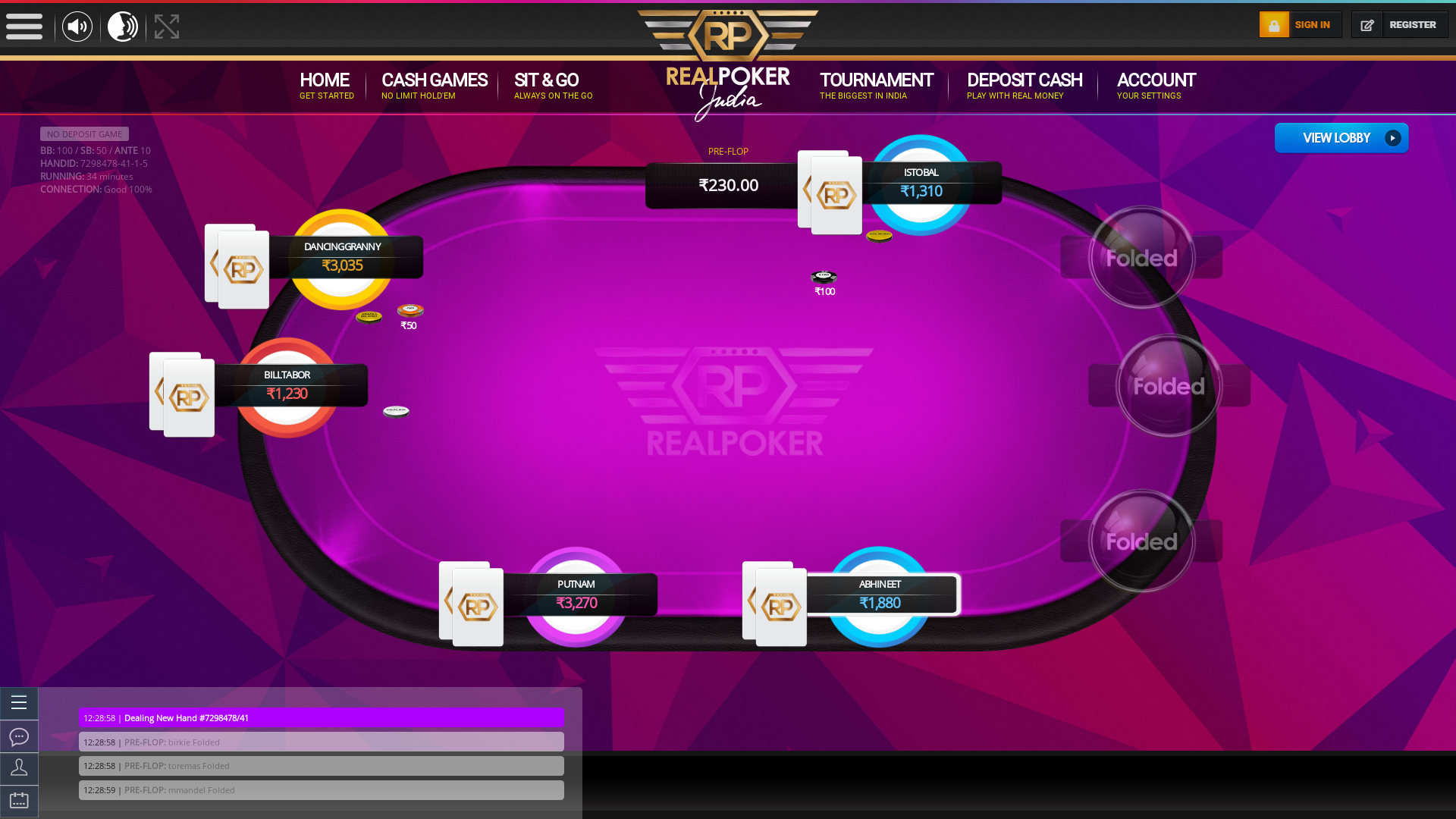 HSR Layout, Bangalore poker table on a 10 player table in the 34th minute