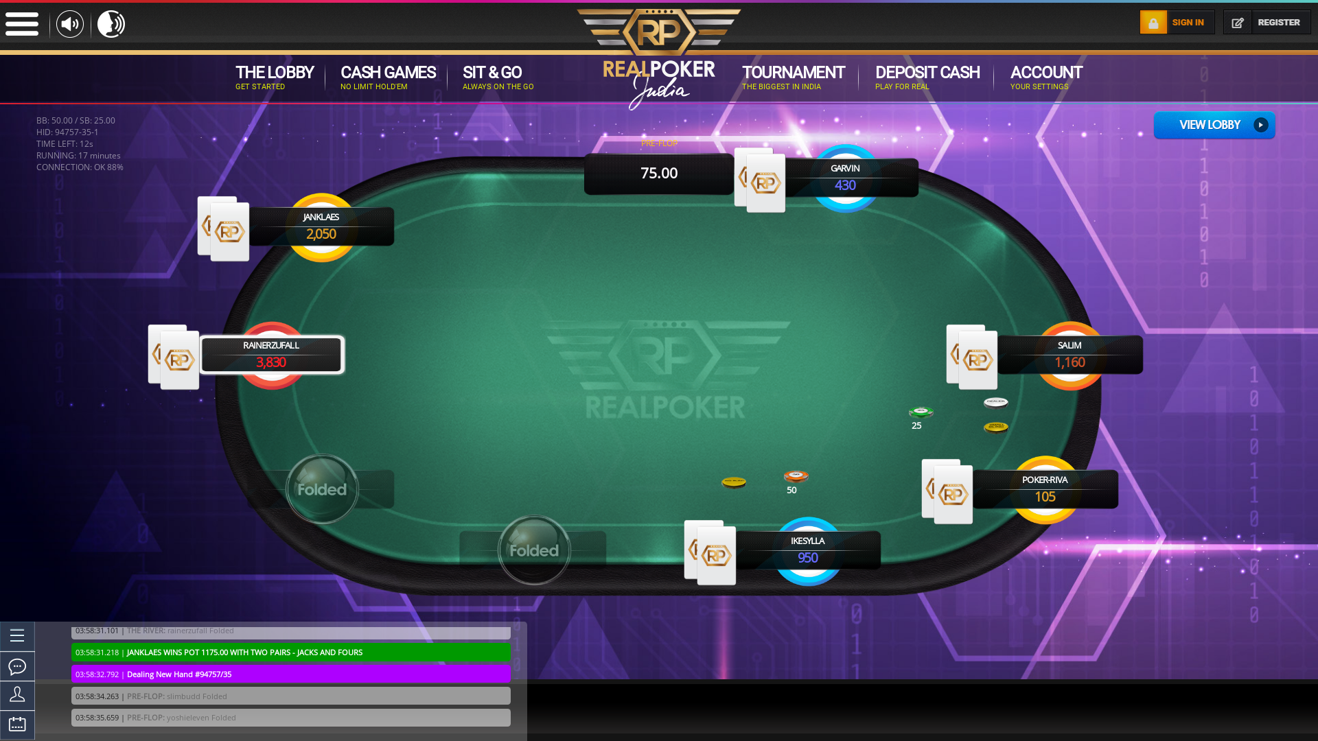 Indian 10 player poker in the 16th minute