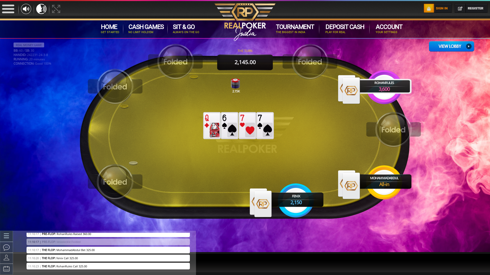 Indian 10 player poker in the 20th minute