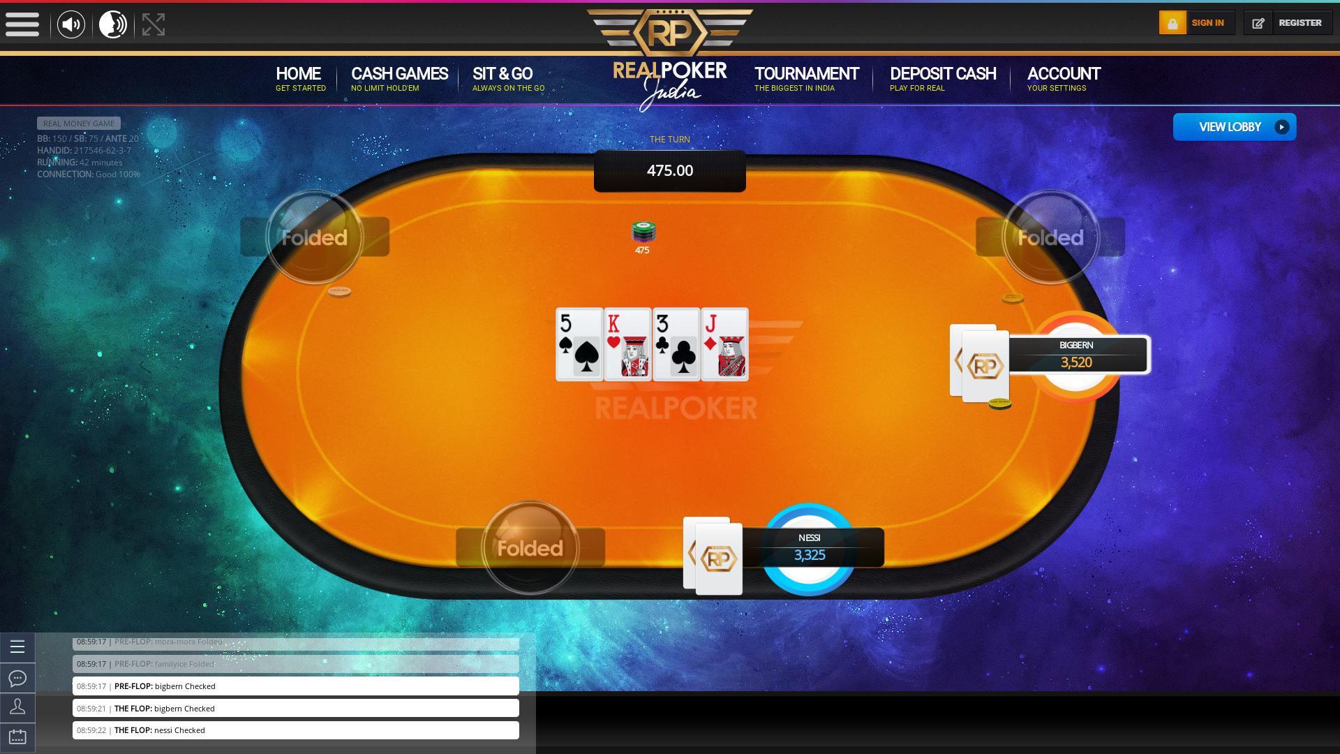 Indian 10 player poker in the 42nd minute