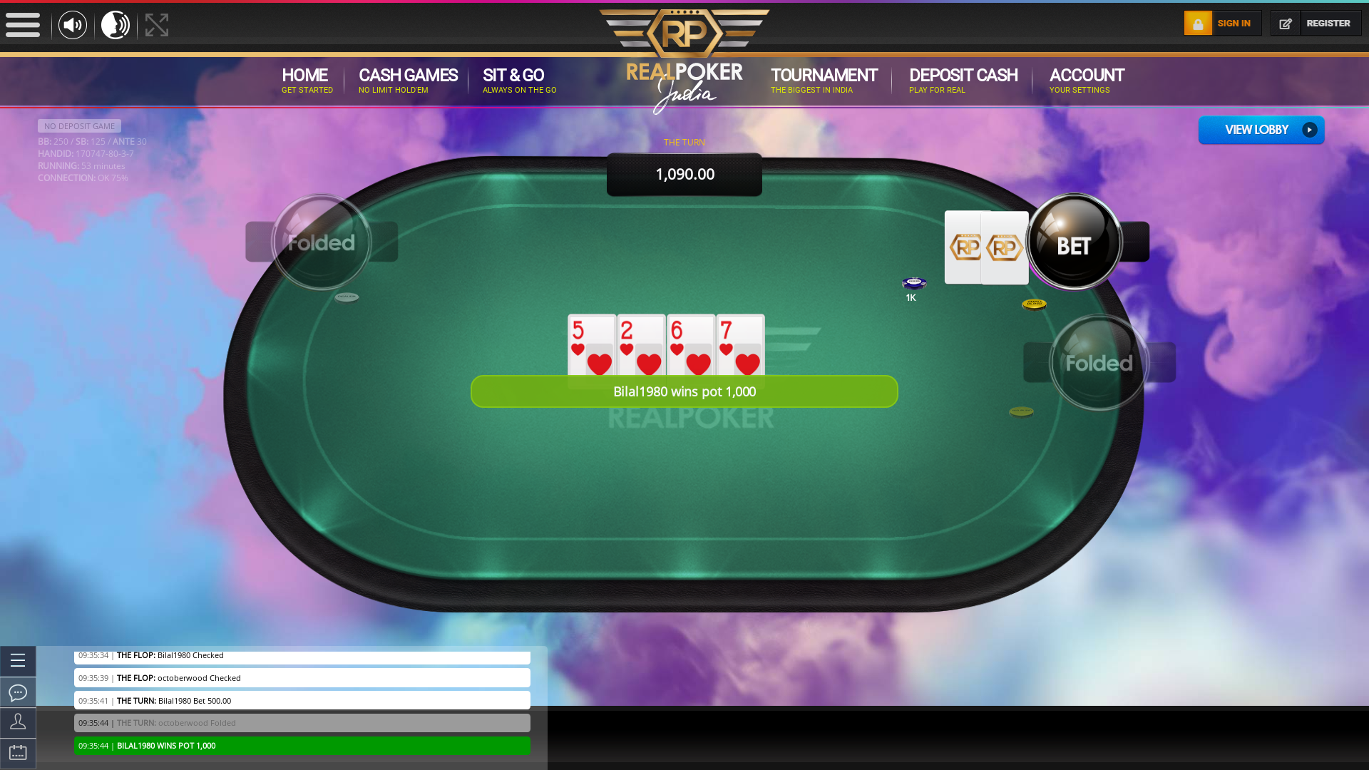 Indian 10 player poker in the 53rd minute