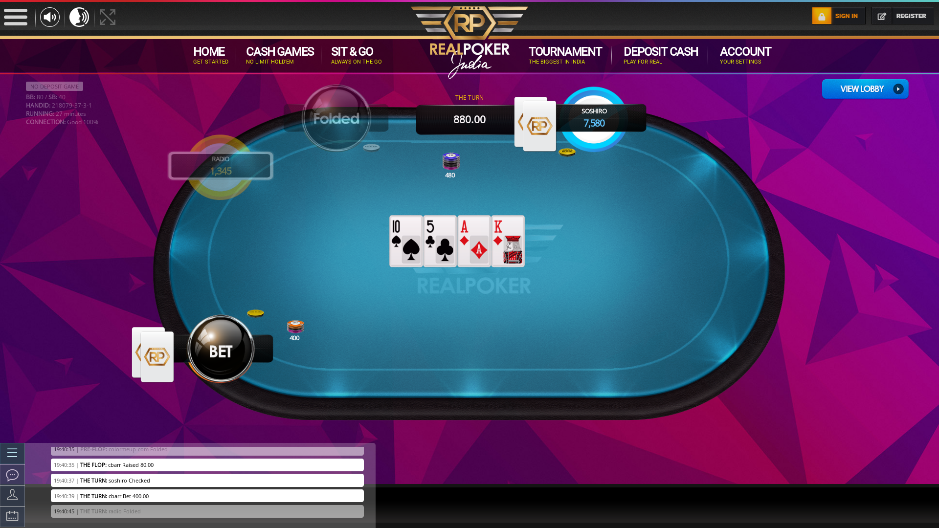Indian online poker on a 10 player table in the 26th minute match up