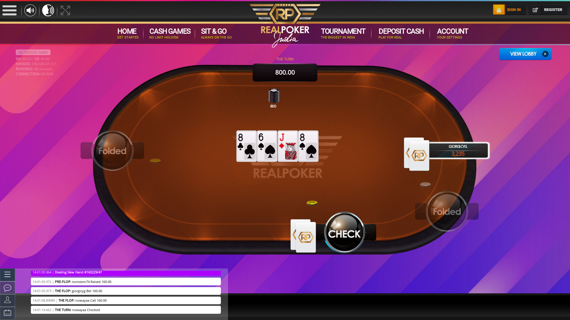 Indian online poker on a 10 player table in the 28th minute match up