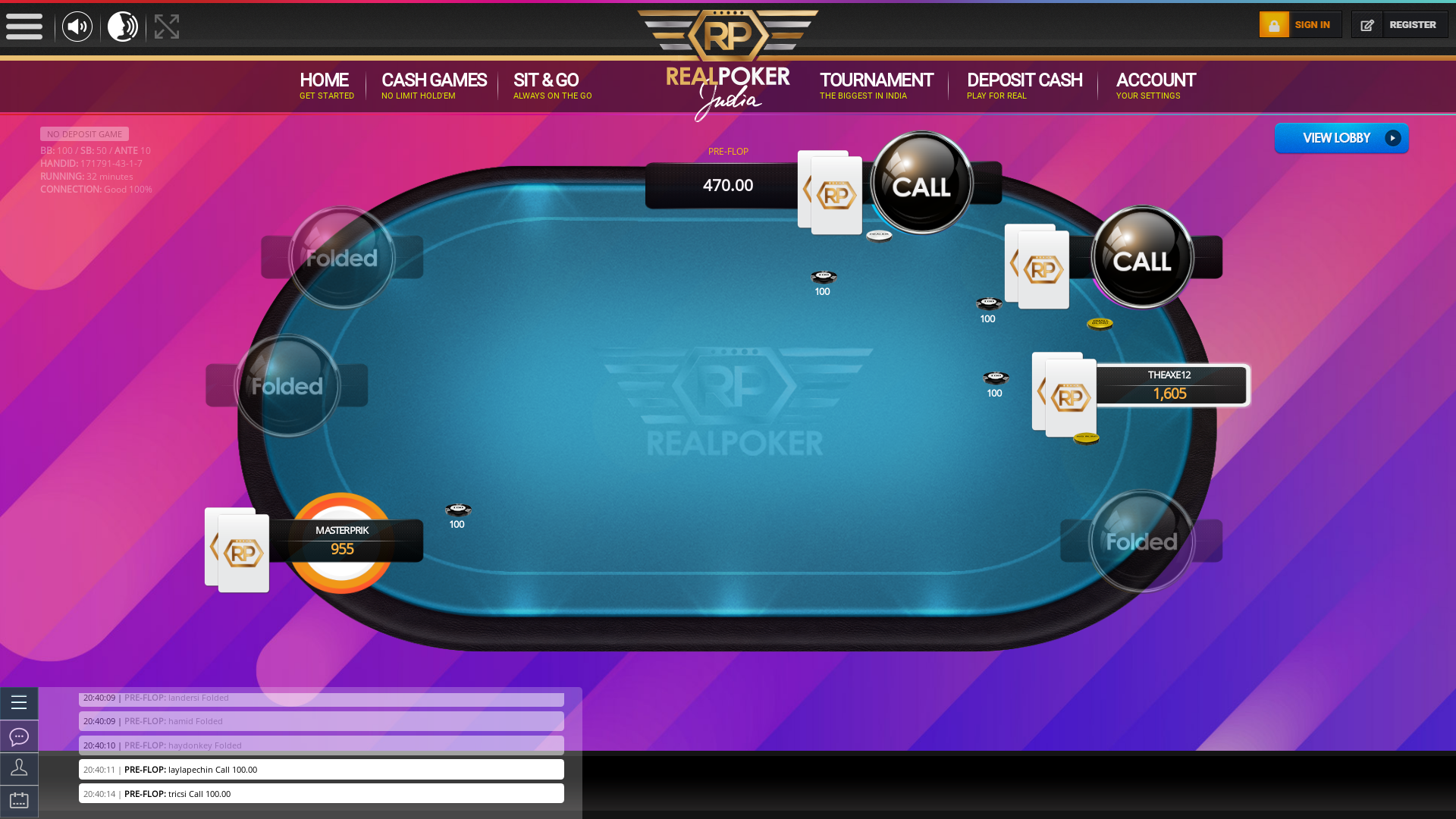Indian online poker on a 10 player table in the 32nd minute match up