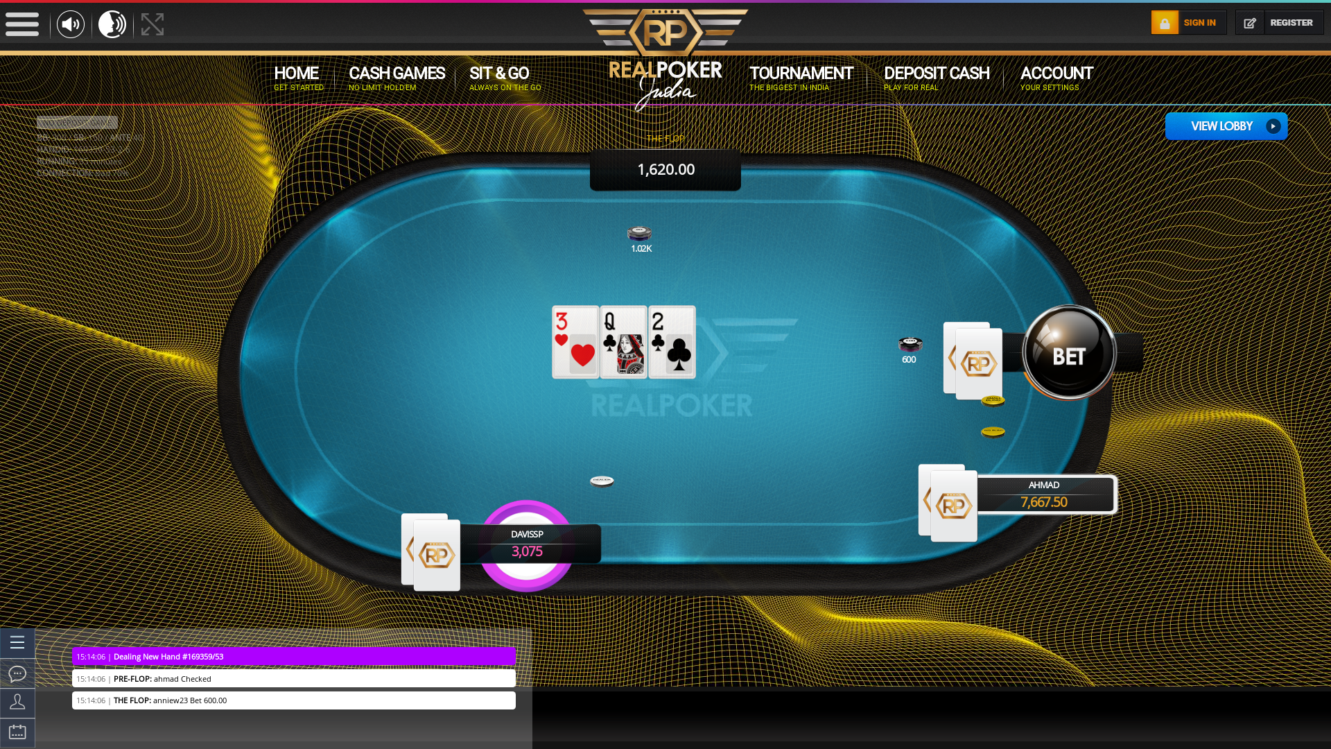 Indian online poker on a 10 player table in the 35th minute match up