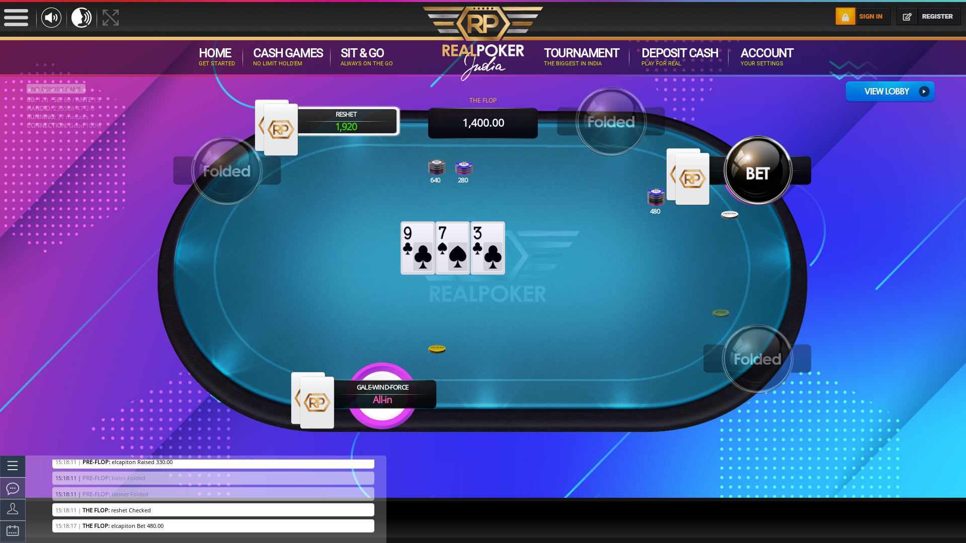 Indian online poker on a 10 player table in the 37th minute match up