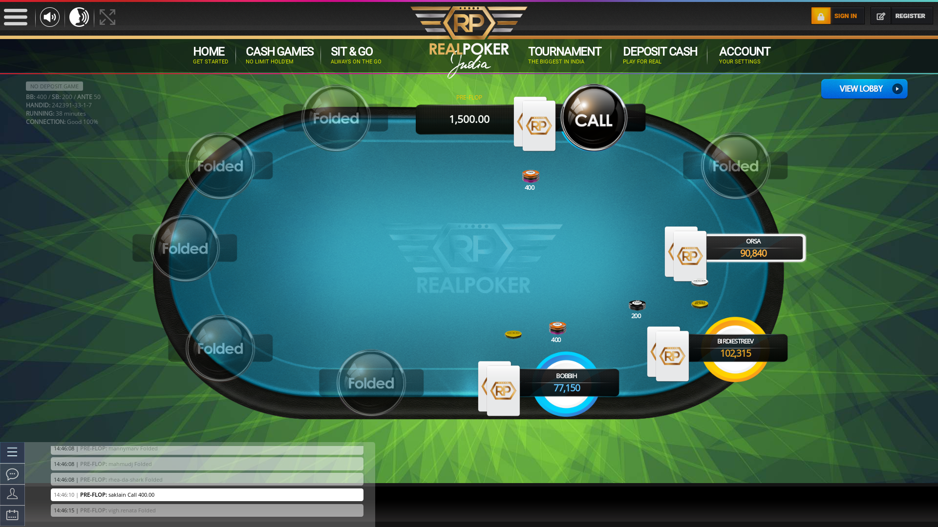 Indian online poker on a 10 player table in the 38th minute match up