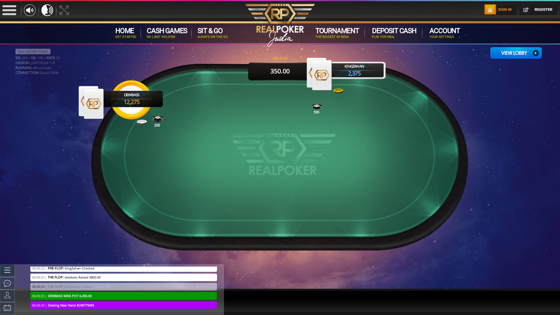 Indian online poker on a 10 player table in the 45th minute match up