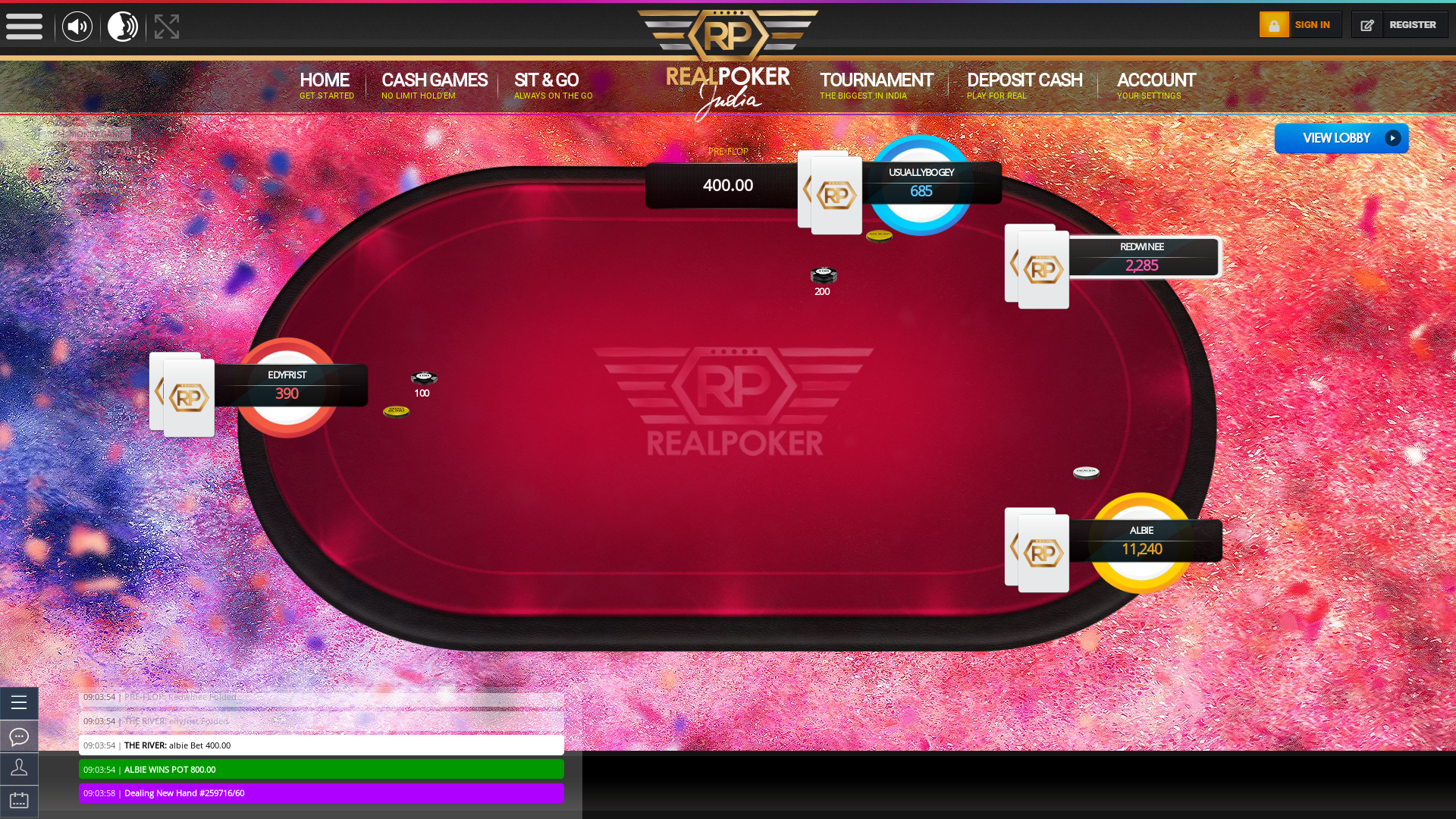 Indian online poker on a 10 player table in the 46th minute match up