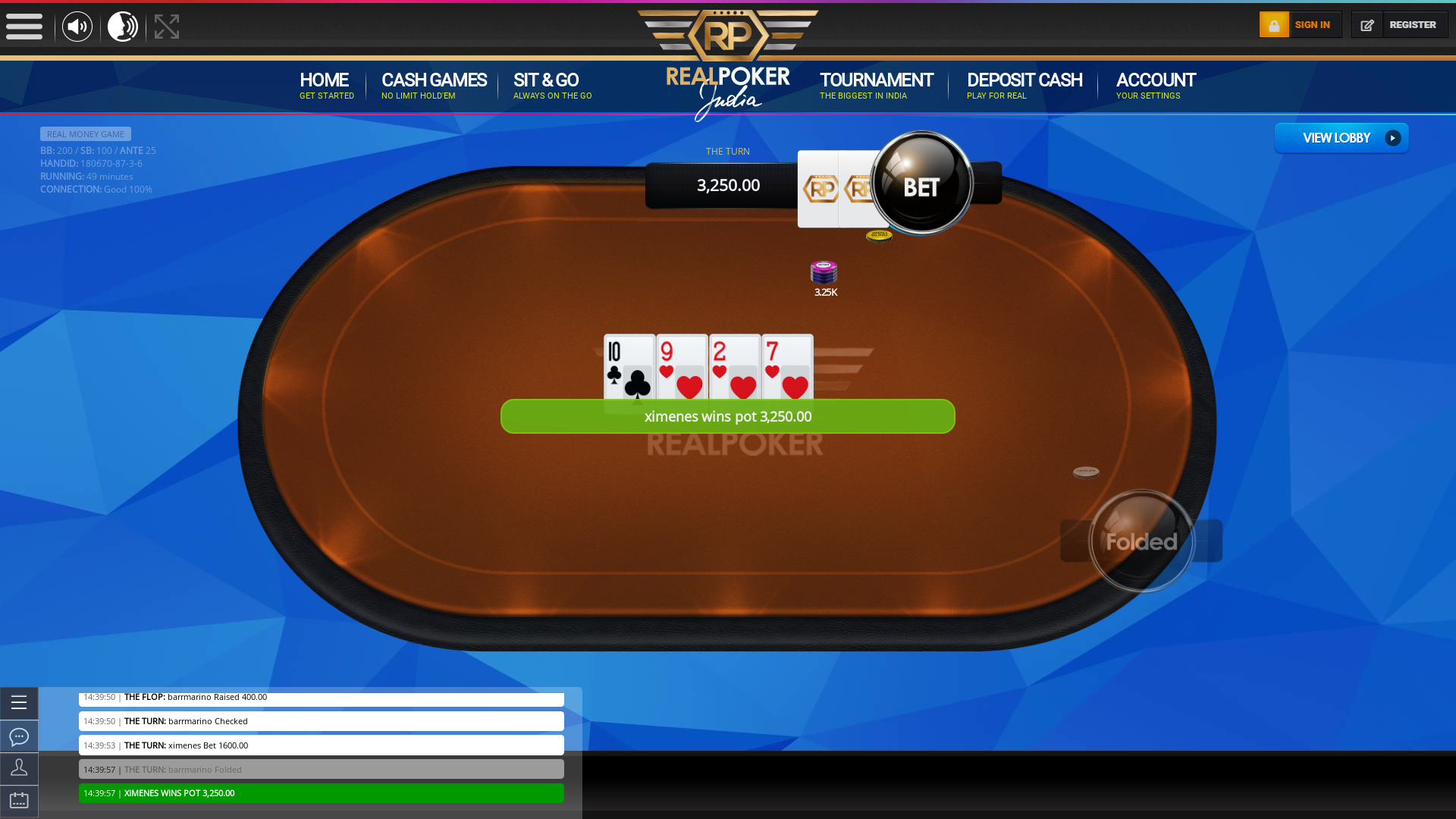 Indian online poker on a 10 player table in the 49th minute match up
