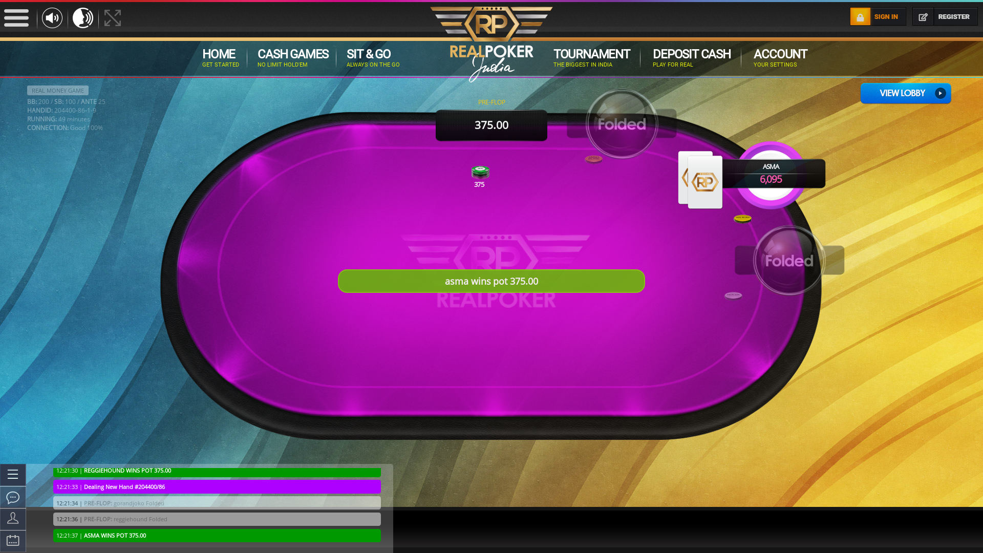 Indian online poker on a 10 player table in the 49th minute match up