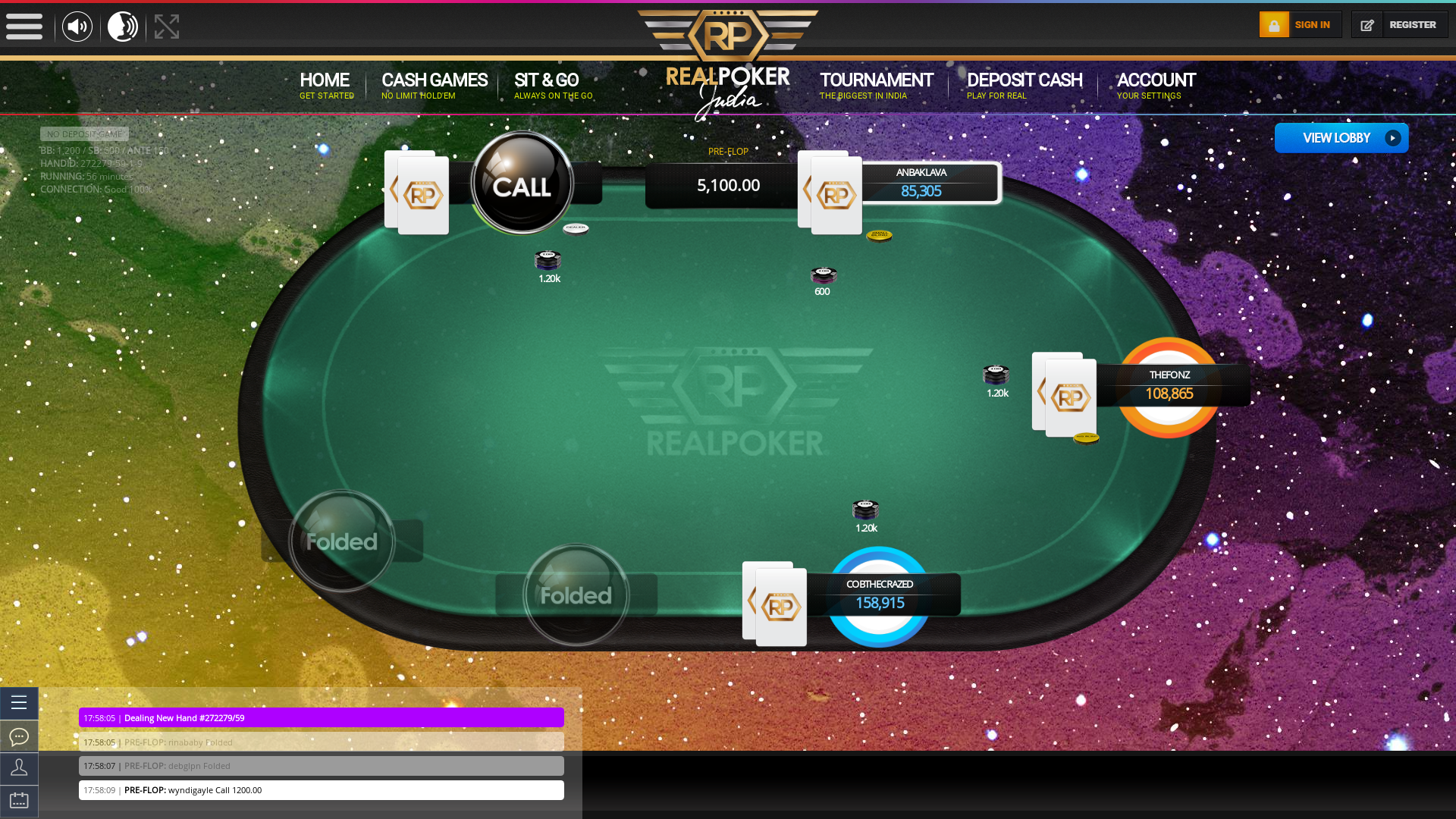 Indian online poker on a 10 player table in the 55th minute match up